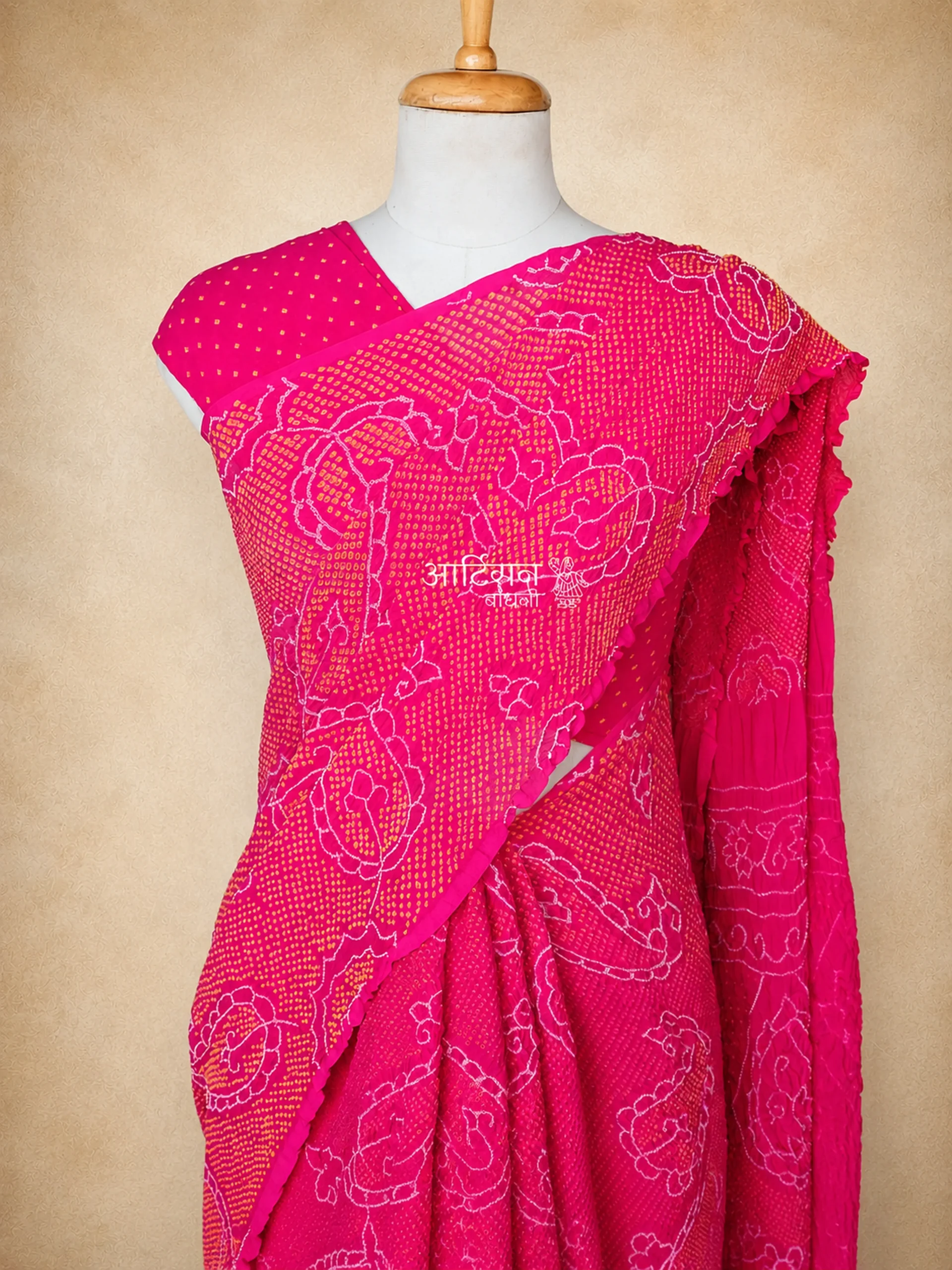 Fine Handcrafted Bandhani Saree in Pure Georgette