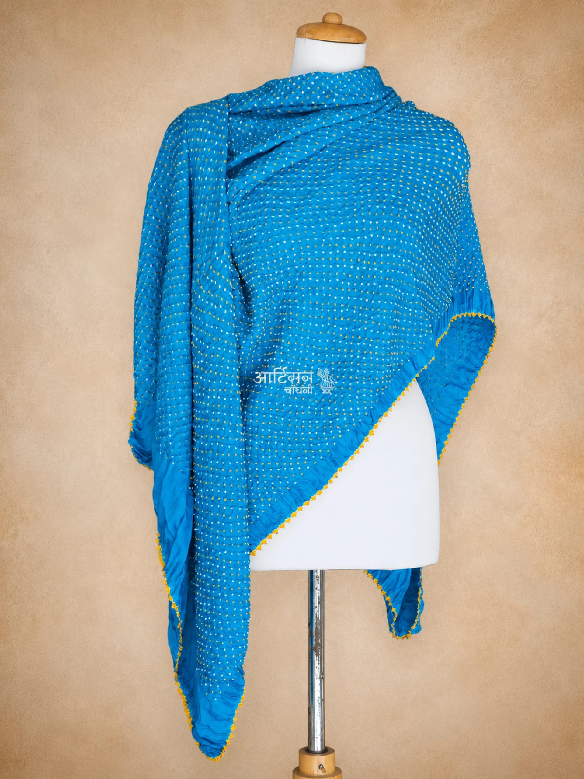 Handcrafted Gaji Silk Dupatta with Bandhani
