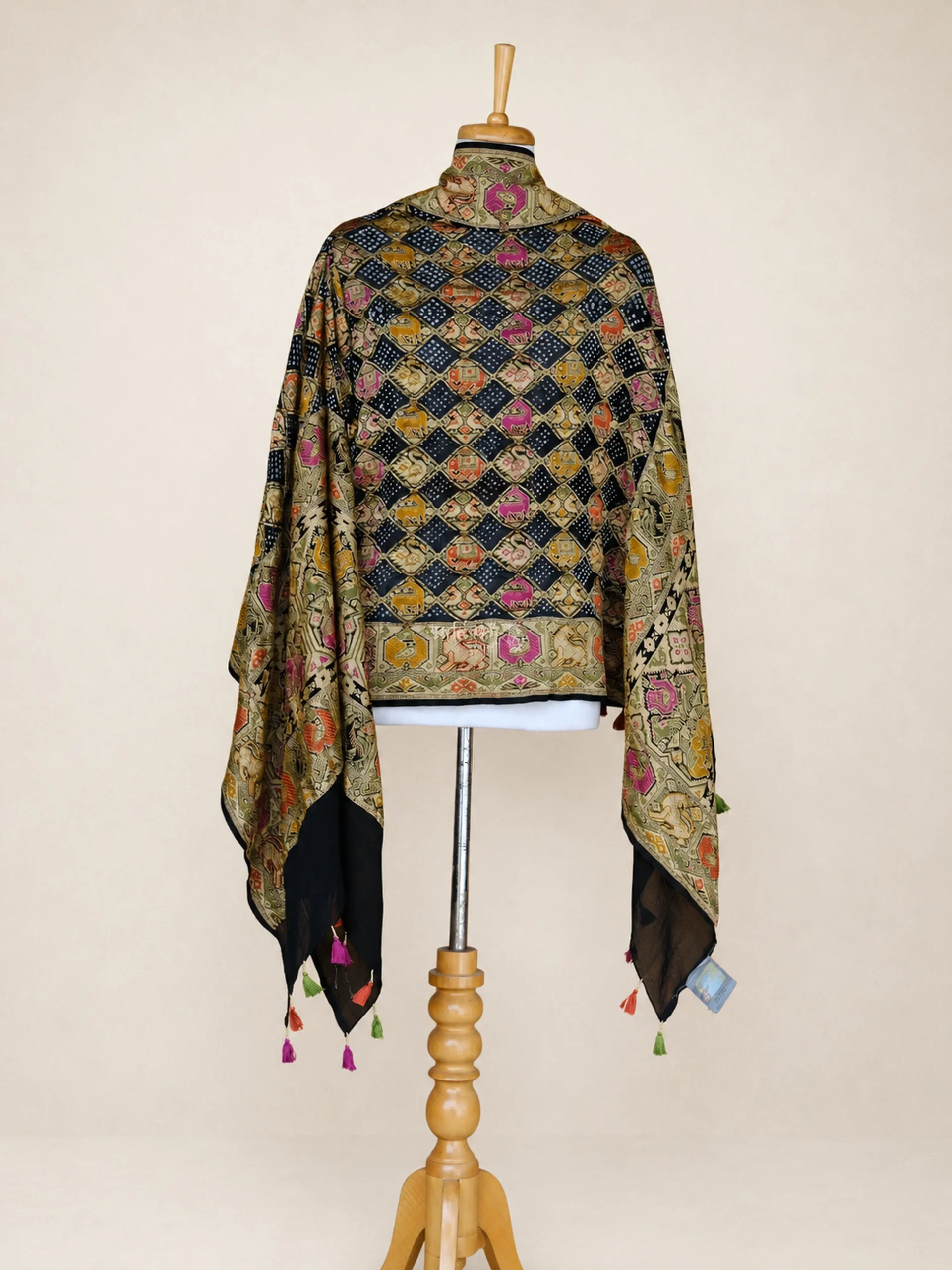 Neemzari Elegance - Pure Georgette Bandhani Dupatta with Fine Zari
