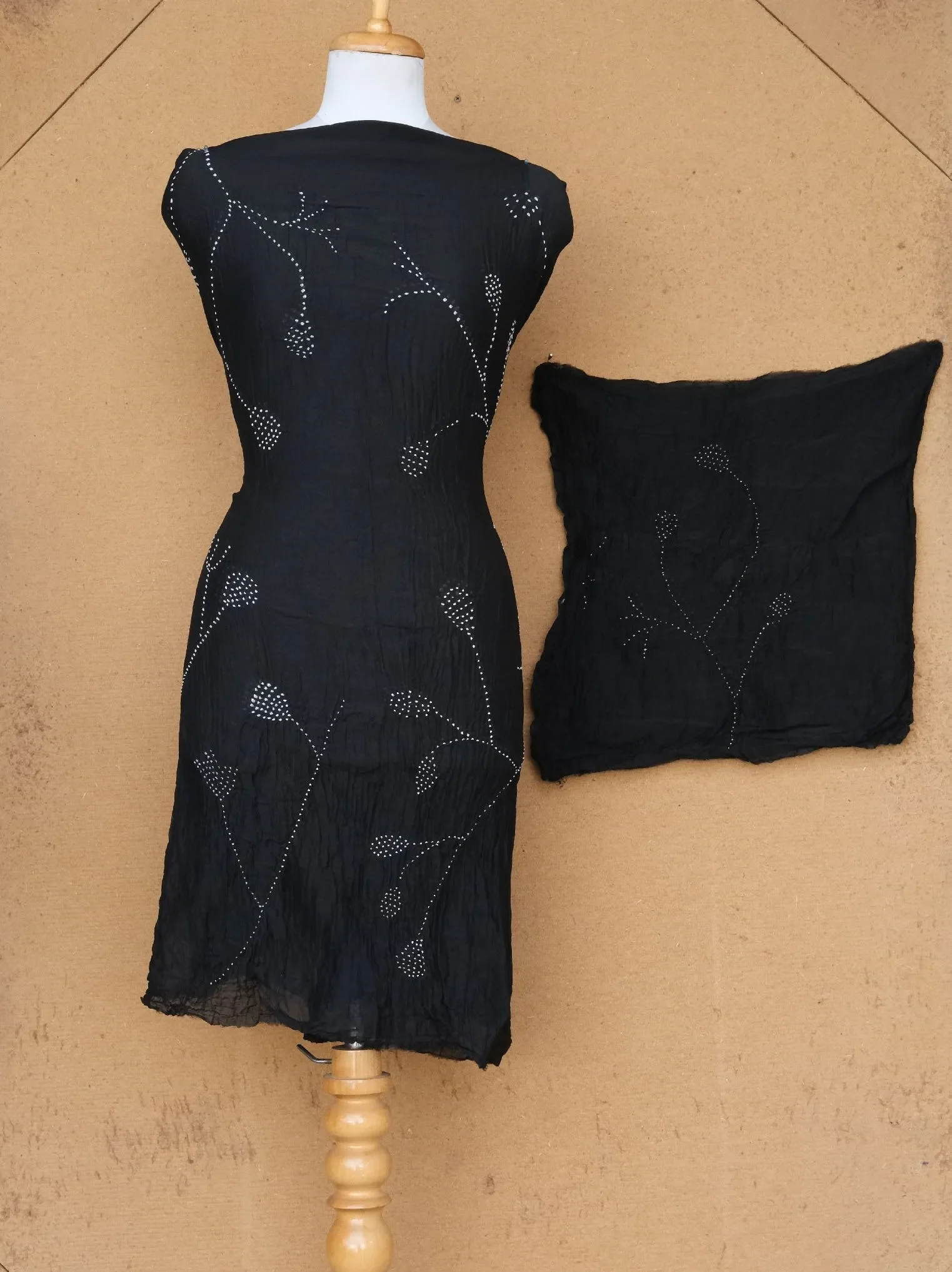 Curated Black Chanderi Silk-Cotton Kurta Fabric