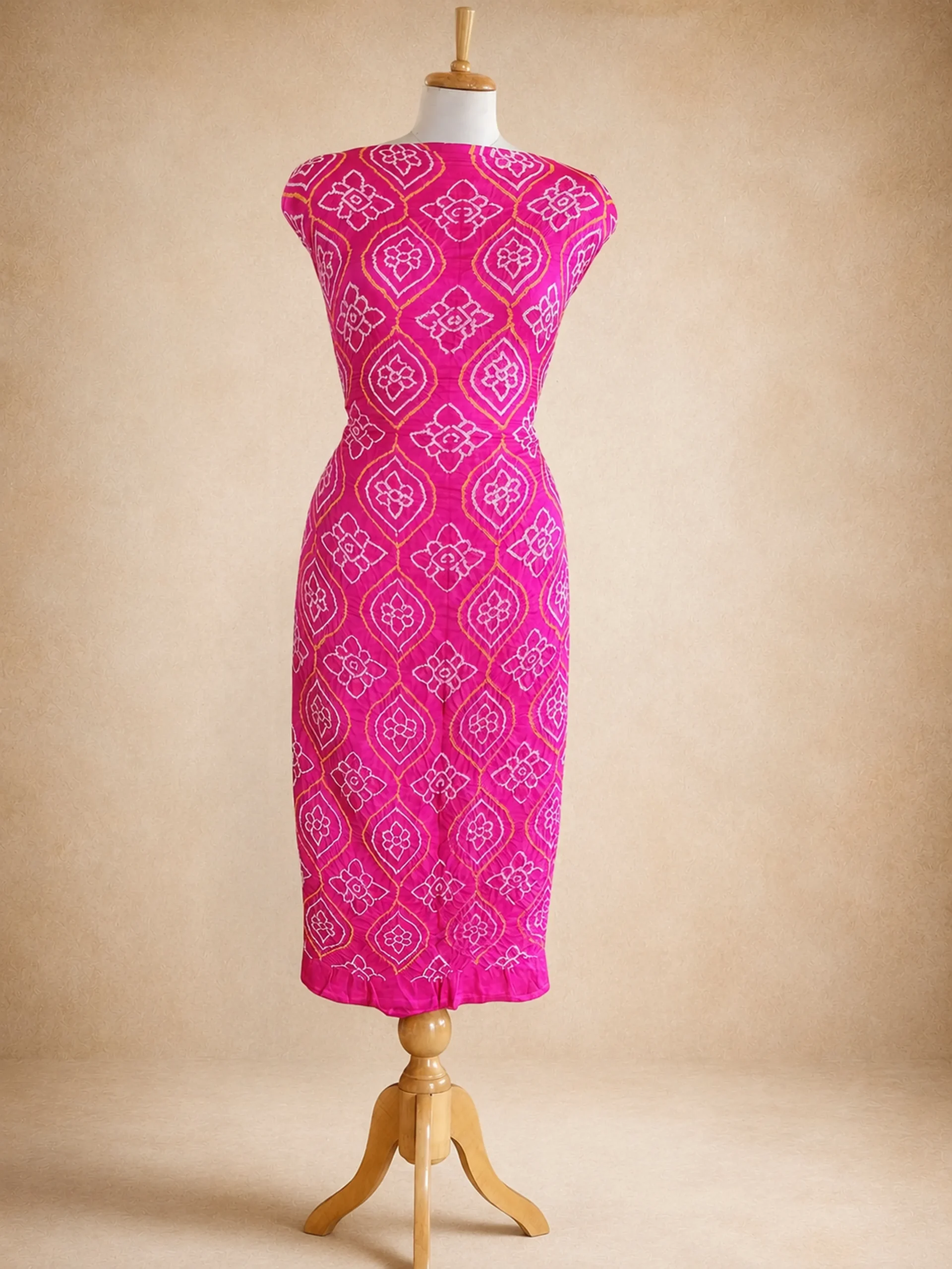 ure Gaji Silk Suit Fabric in Shades of Pink