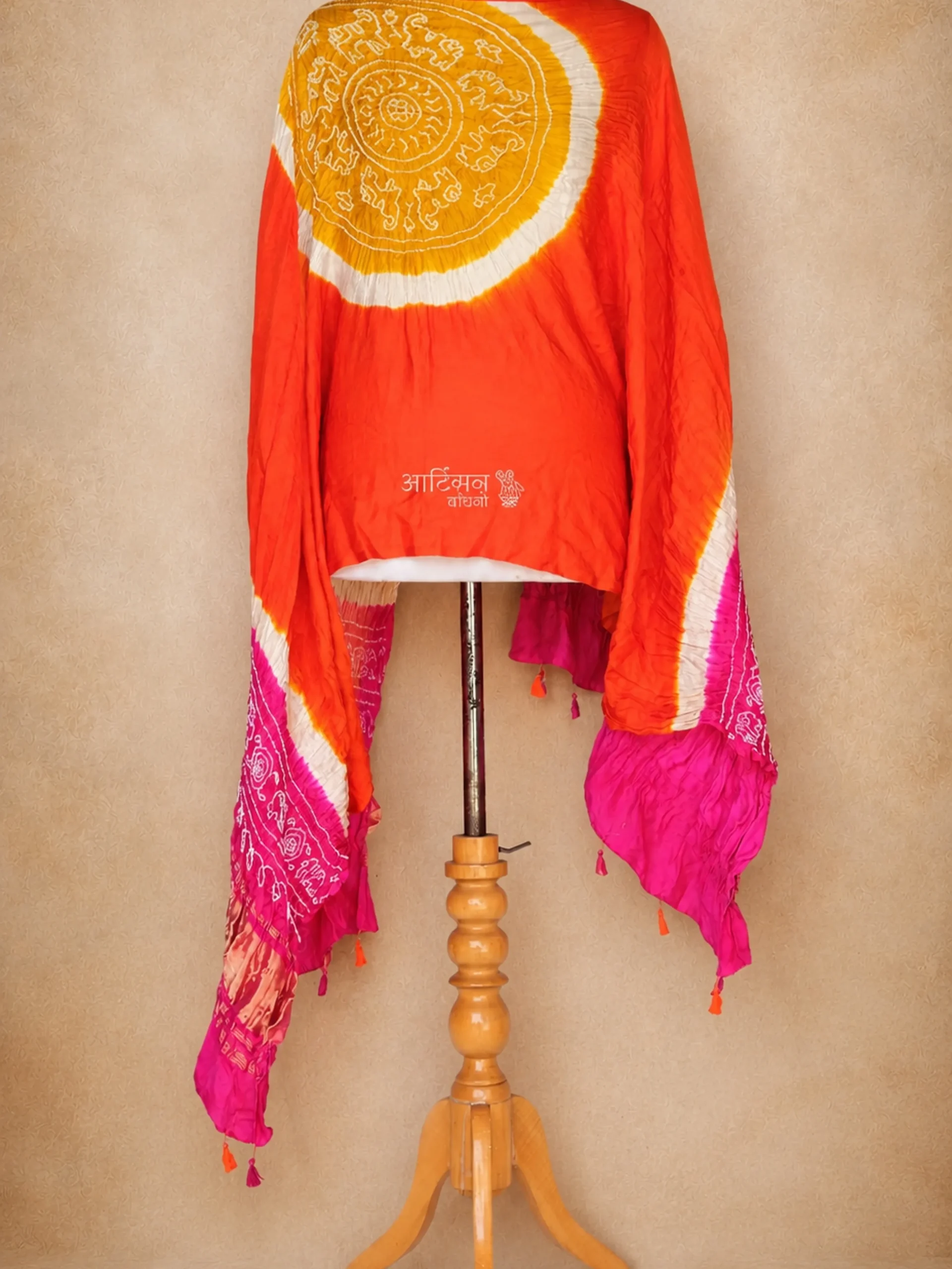 Pure Gaji Silk Bandhani Dupatta from Bhuj