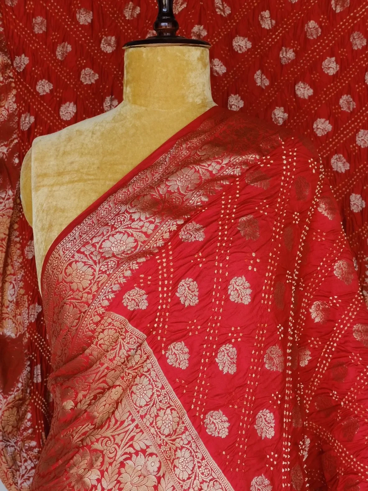 Luxury Handmade Chanderi Cotton Silk Bandhani Saree
