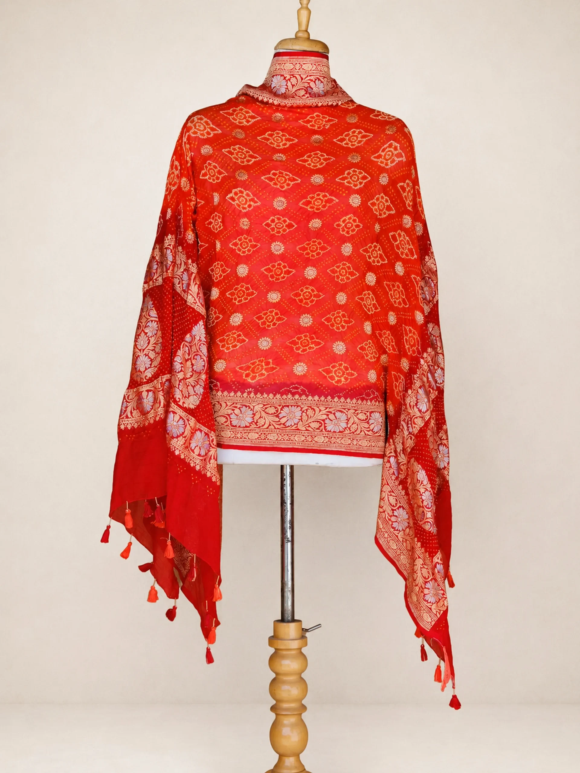 Luxury Bandhani Dupatta - Pure Georgette Handloom Wedding Wear