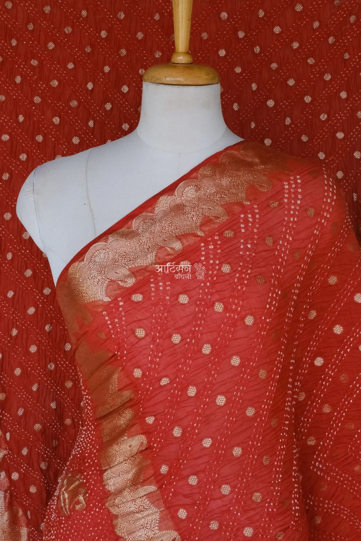 Rai Bandhani Saree in Chanderi Cotton Silk
