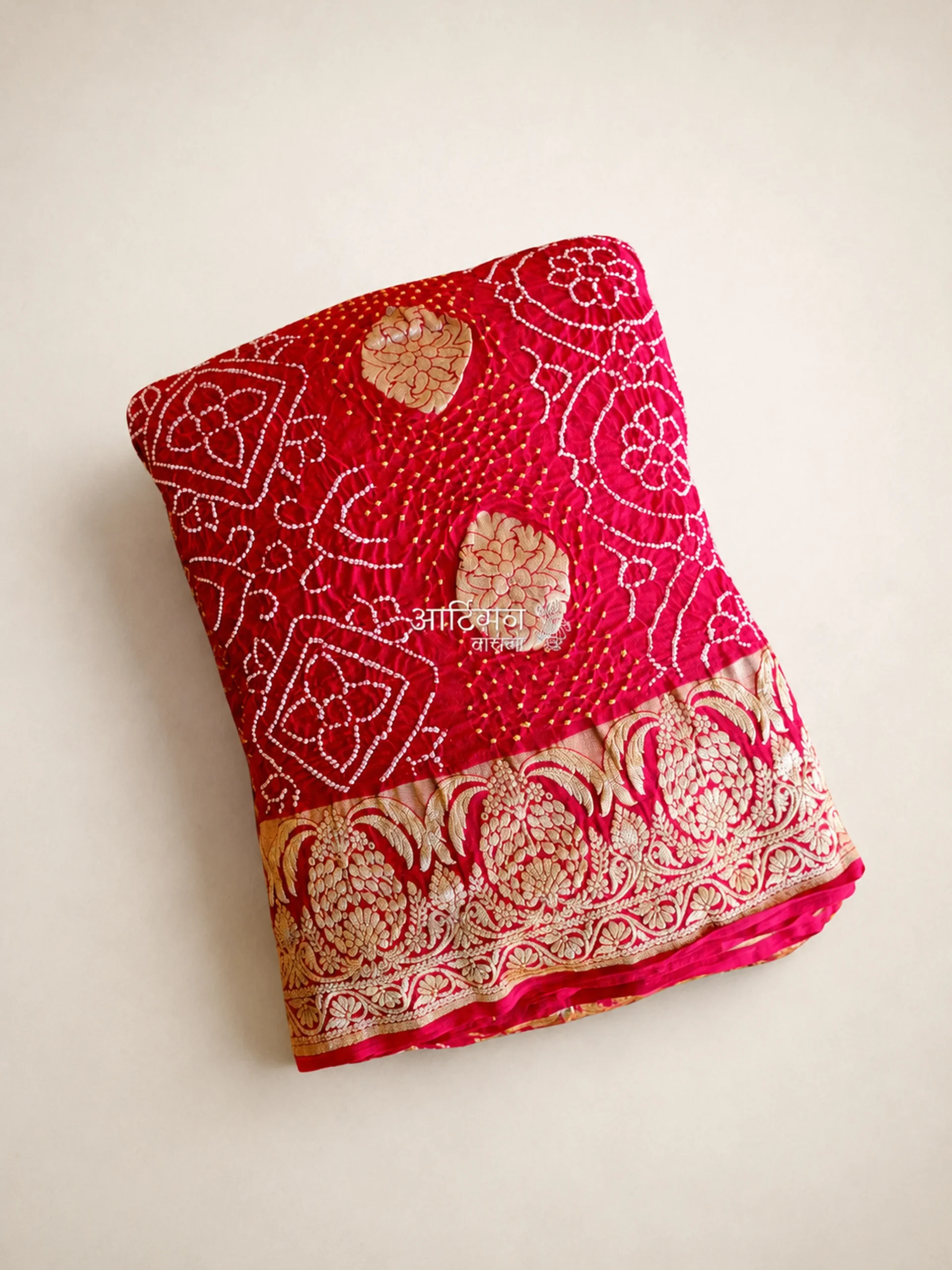 Classic Red Bandhani Saree in Pure Georgette