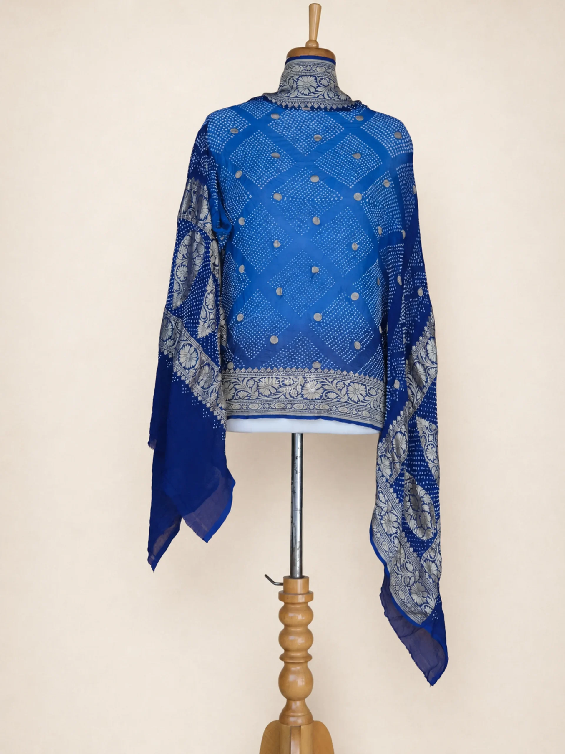 Firoza - Turquoise Blue Hand-Tied Chiffon Georgette Bandhani Dupatta