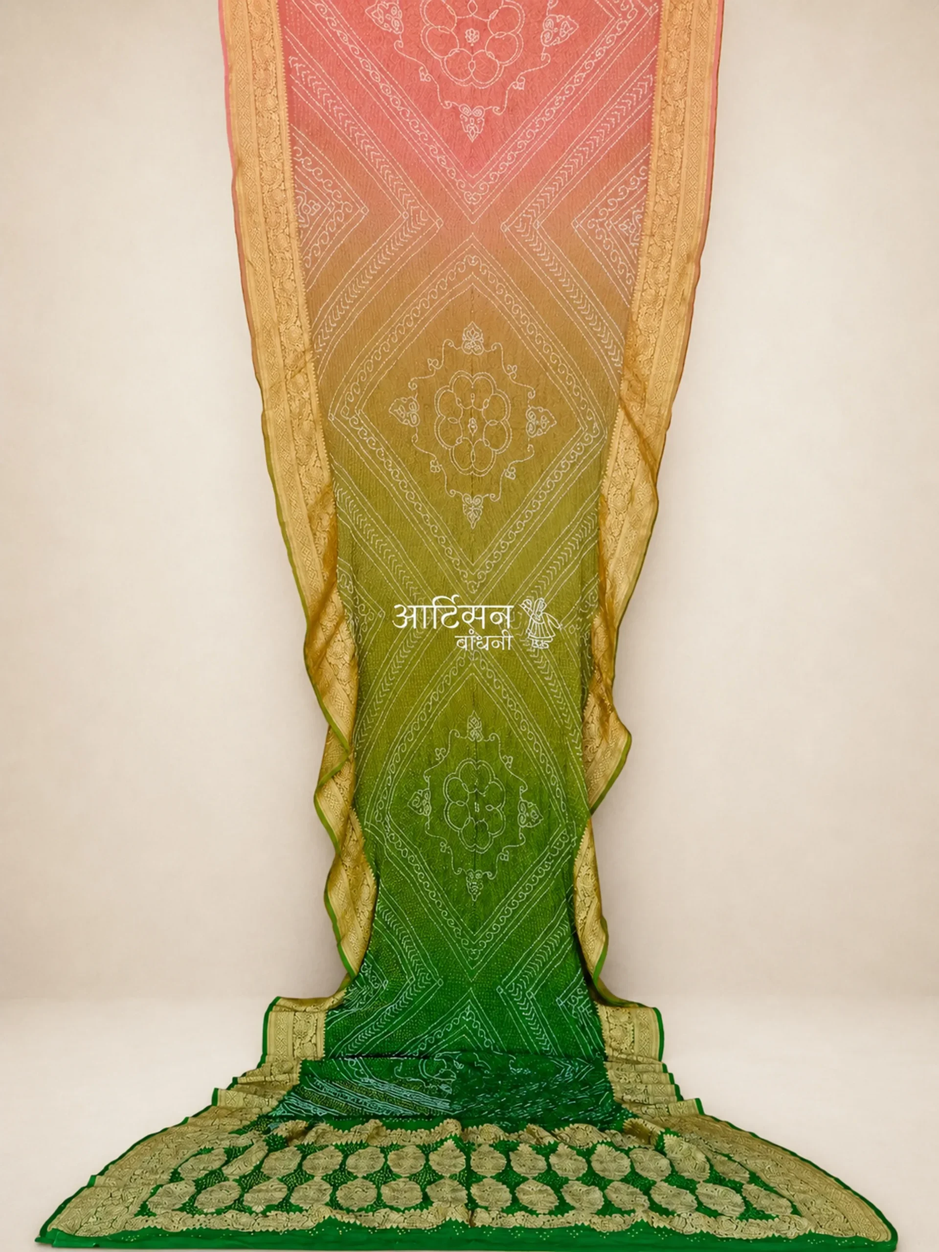 Hand Tied Bandhani Saree in Pure Chiffon Georgette
