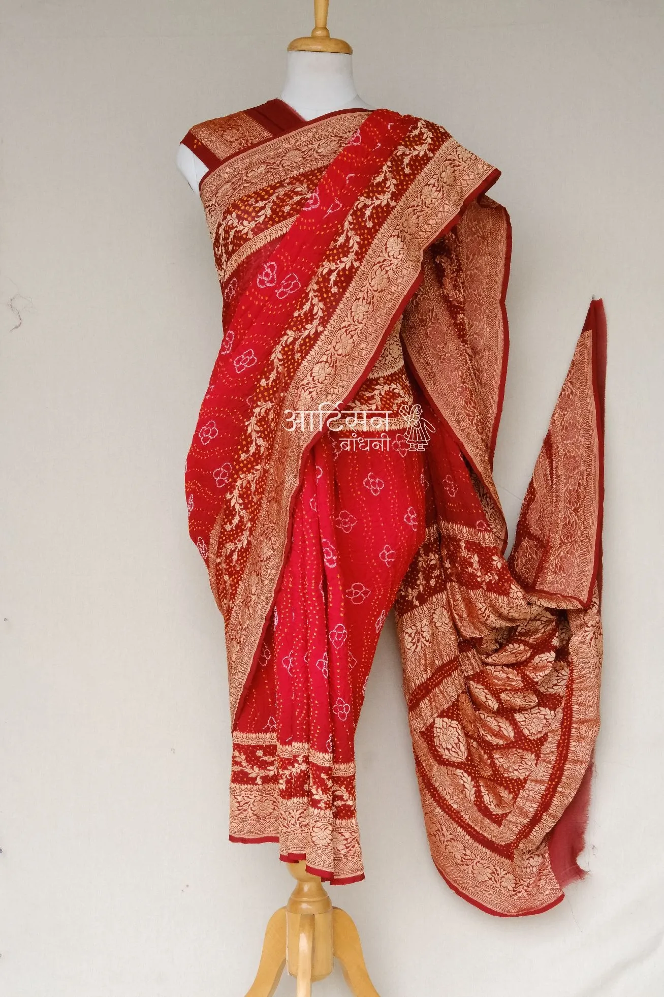 Pure Georgette Bandhani Saree by Kutch Artisans