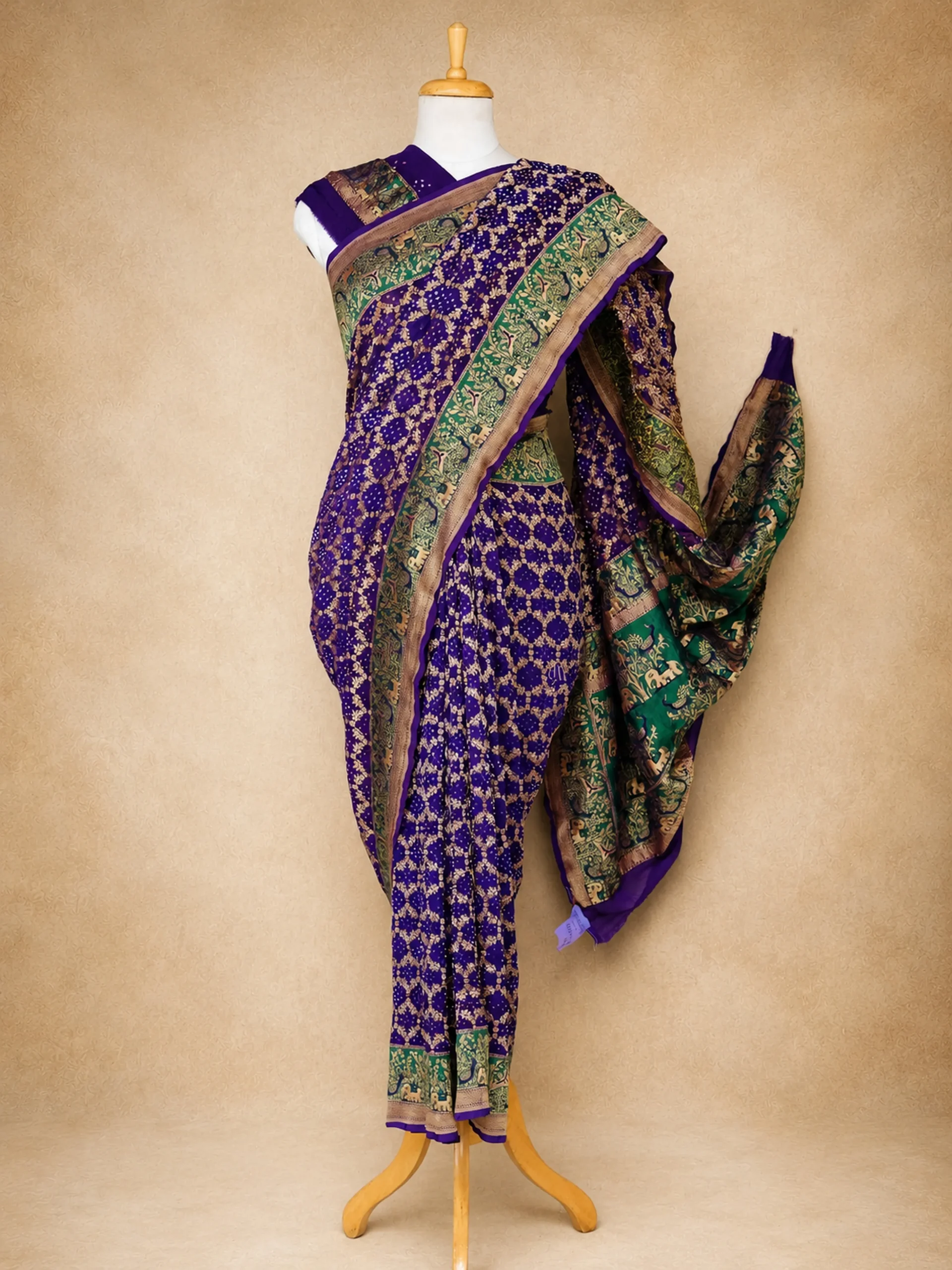 Pure Georgette Bandhani Saree Handmade in Bhuj