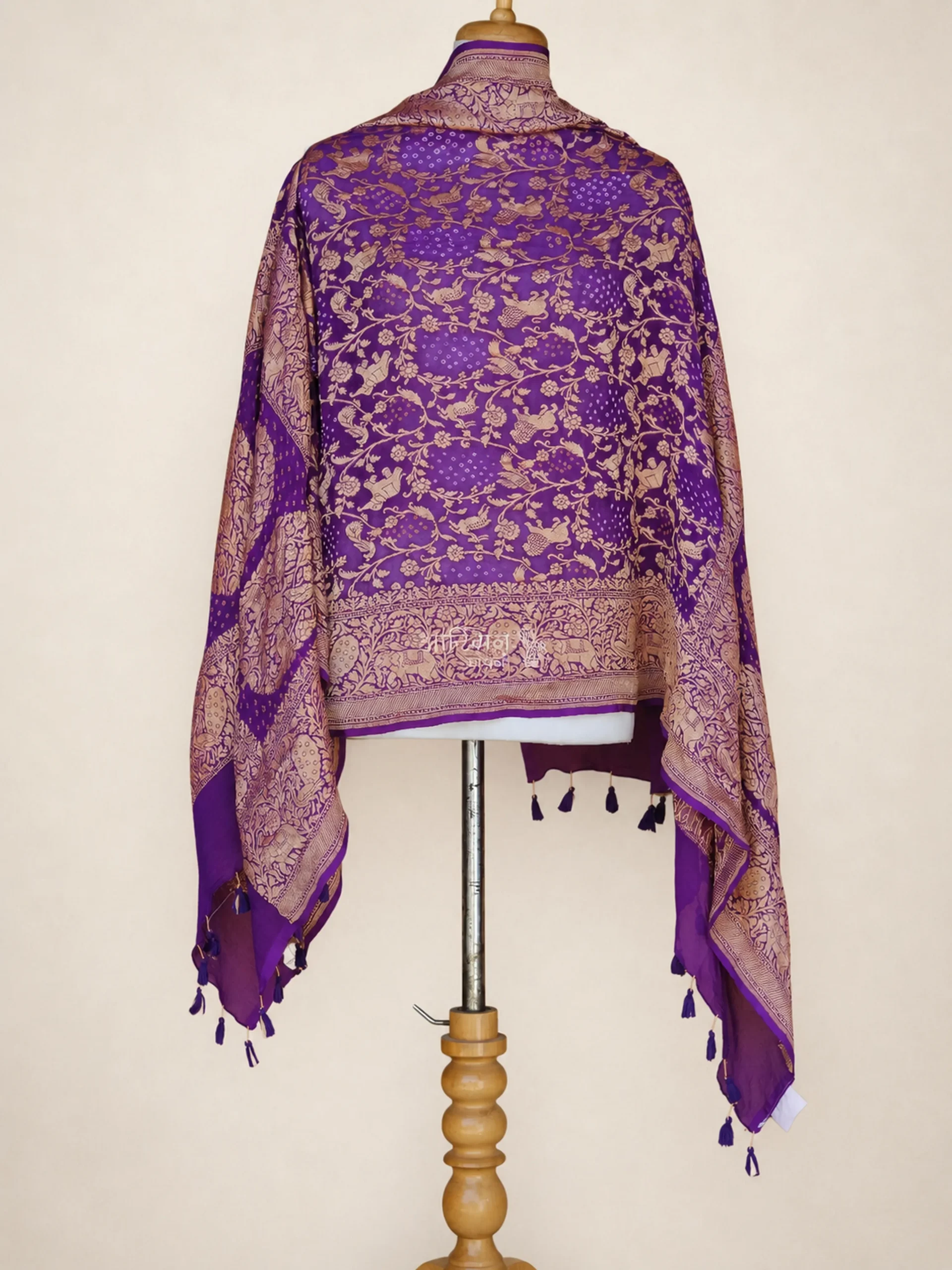 Crimson Heritage - Purple Pure Georgette Bandhani Dupatta