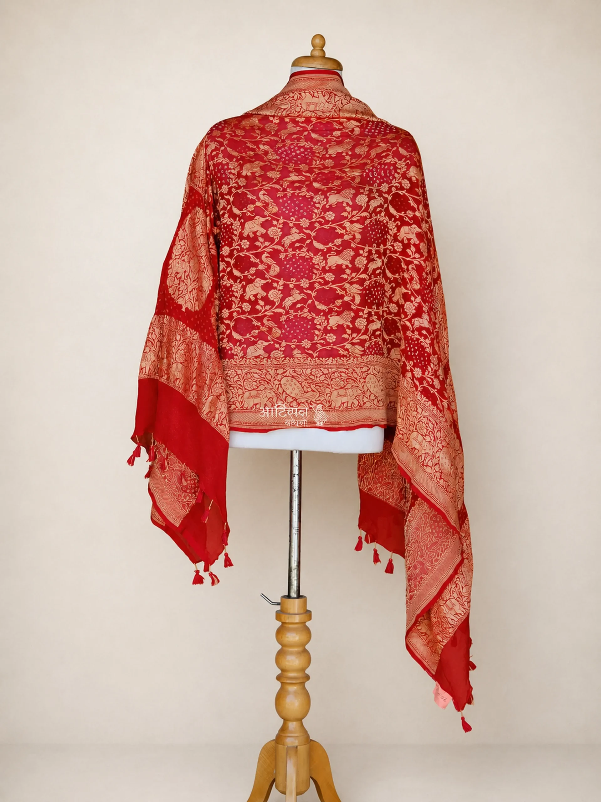 Heavy Wedding Dupatta - Pure Chiffon Georgette Bandhej Pattern