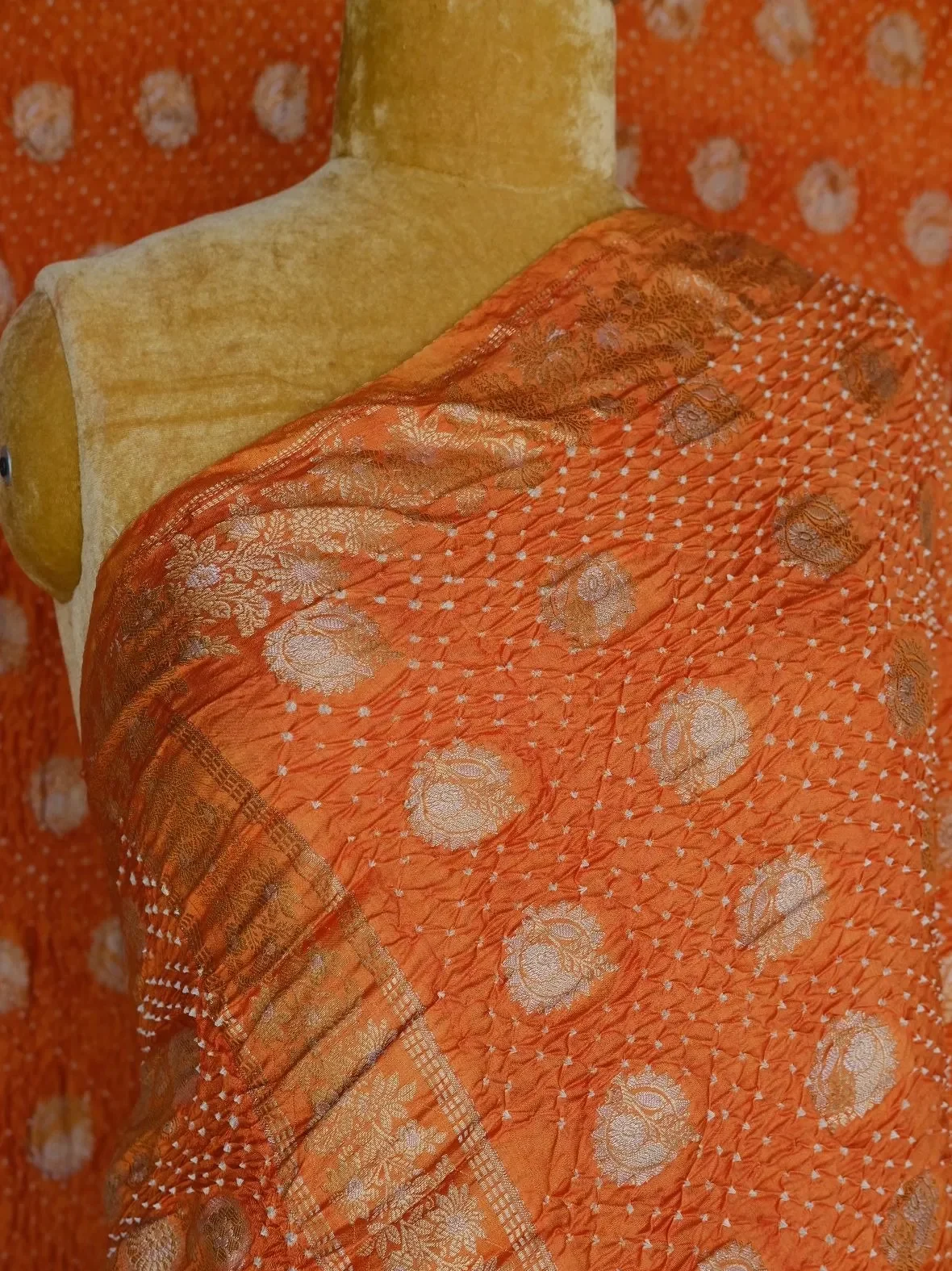 Authentic Heritage Bandhani Saree in Chanderi Cotton Silk
