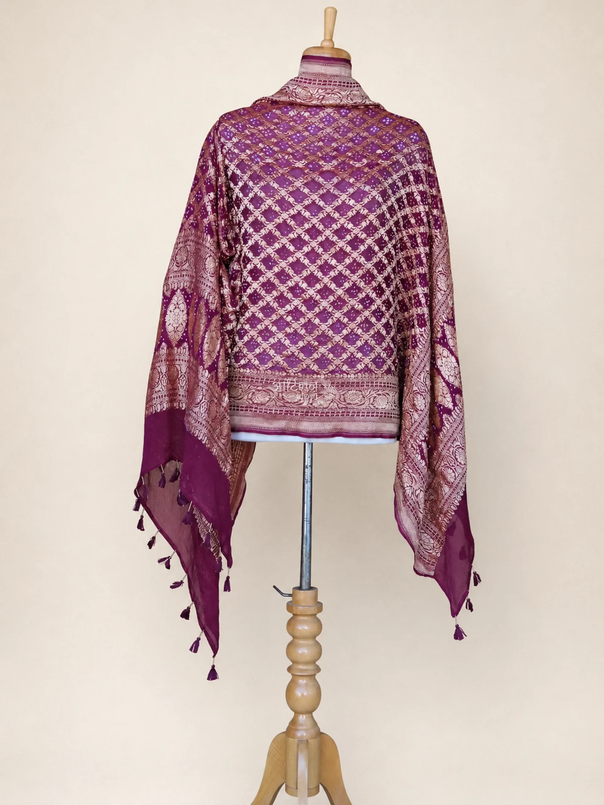 Crimson Heritage - Purple Pure Georgette Bandhani Dupatta