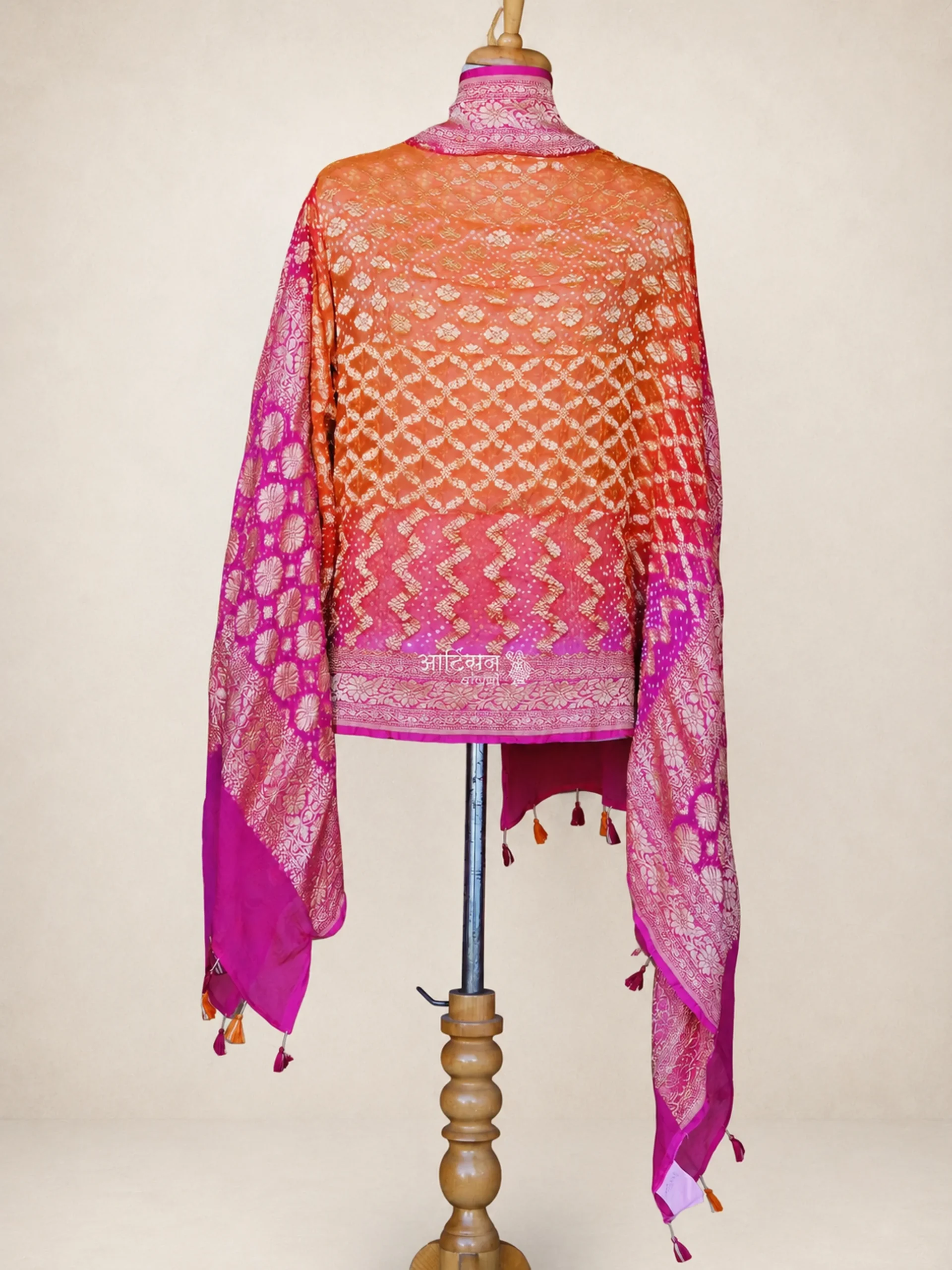 Designer Georgette Dupatta - Micro-Tied Kutch Bandhani Artwork