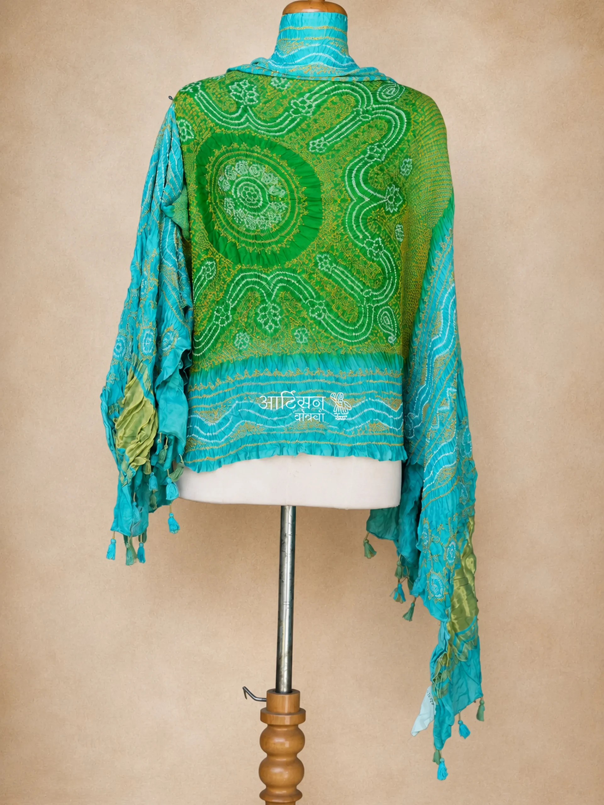 Luxury Handmade Pure Gaji Silk Bandhani Dupatta