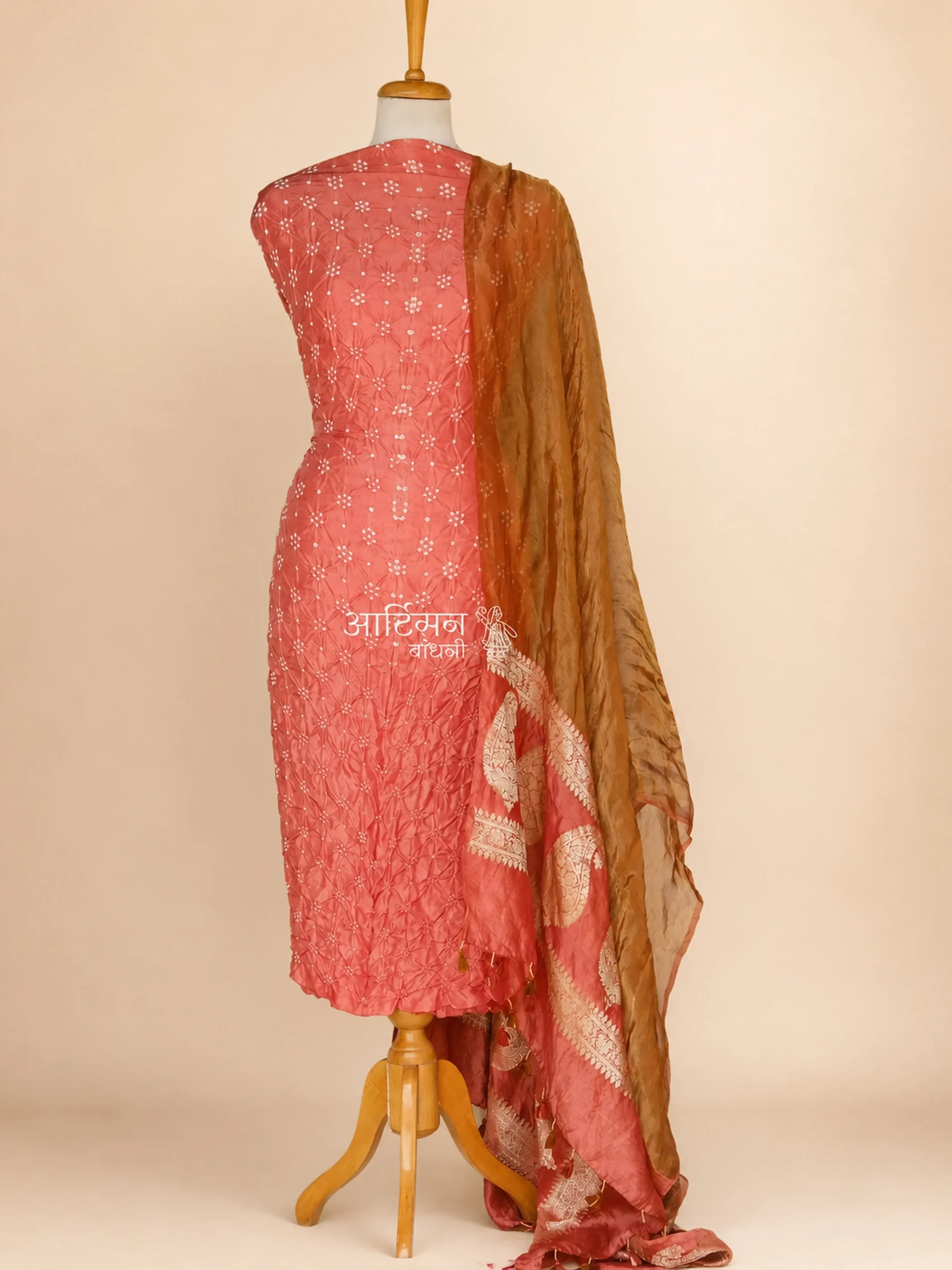 Pure Chanderi Silk Three-Piece Fluid Movement Fabric Set