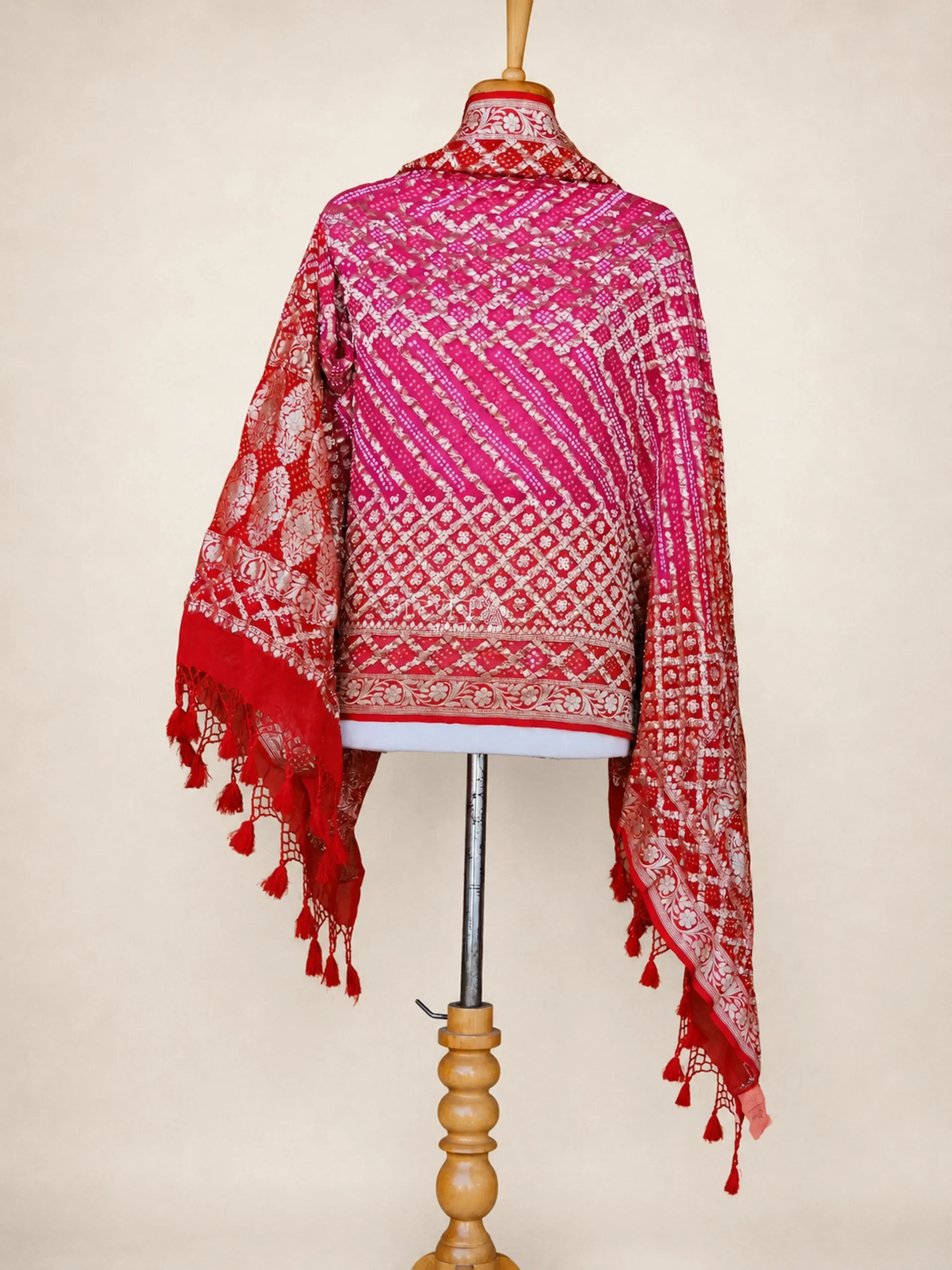 Mehr - Shaded Dual-Tone Pure Georgette Bandhani Dupatta