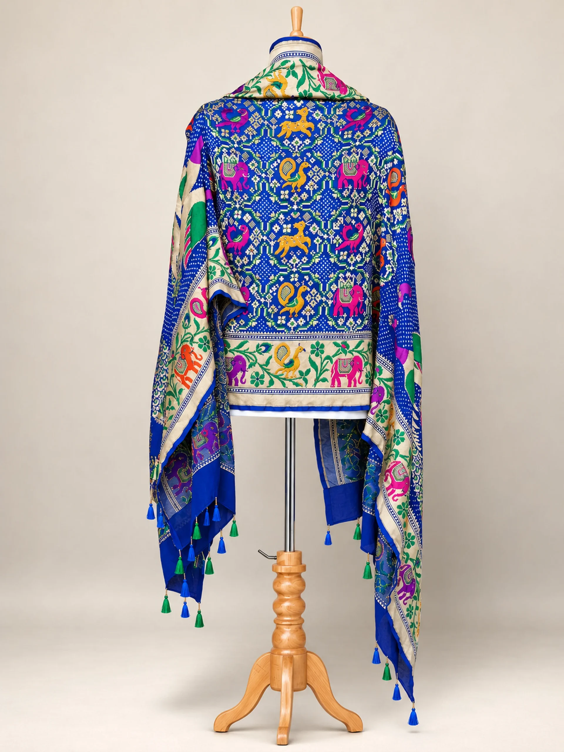 Luxury Banarasi Silk Dupatta with Intricate Kutchi Bandhani