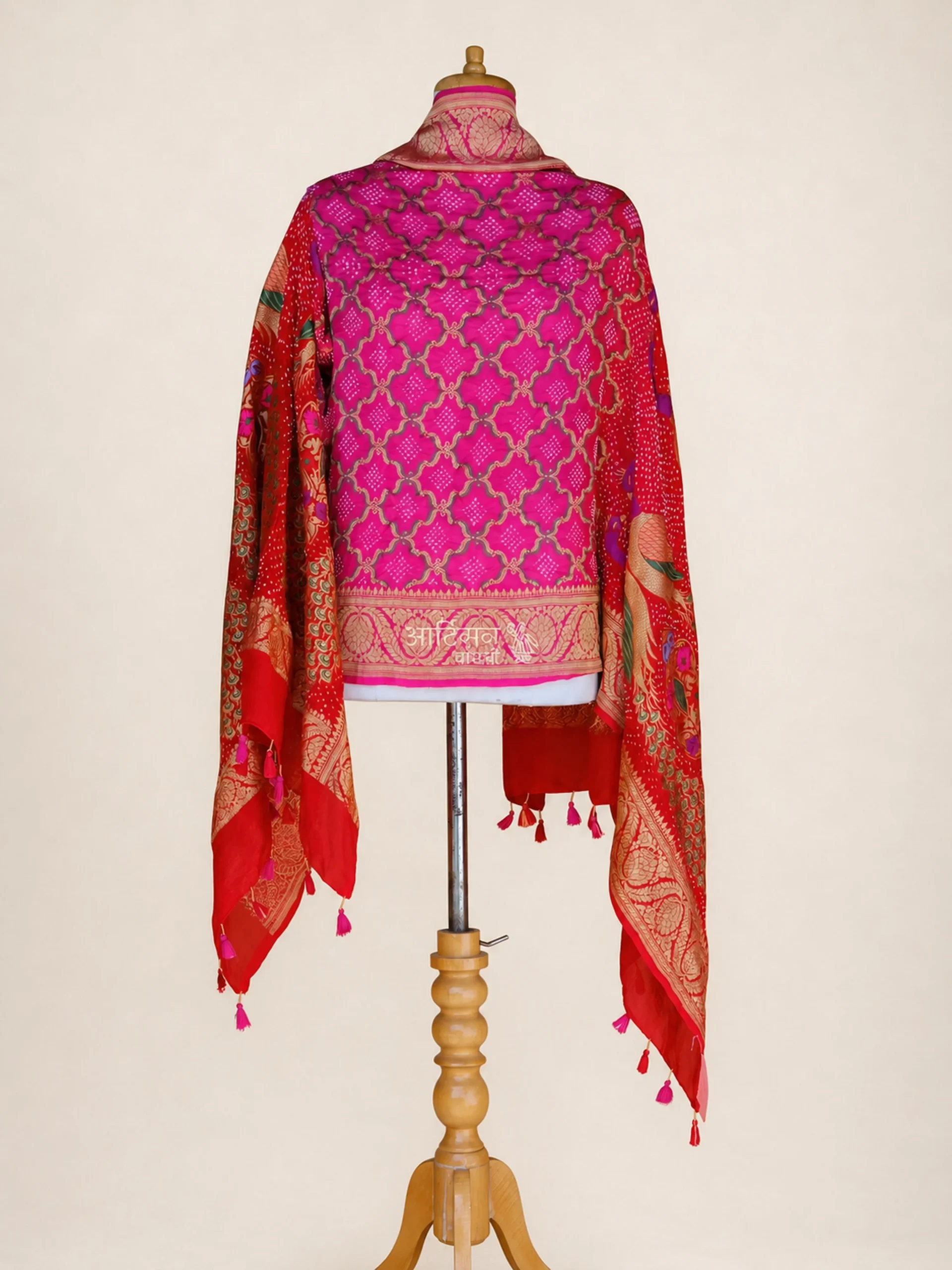 Mehr - Shaded Dual-Tone Pure Georgette Bandhani Dupatta