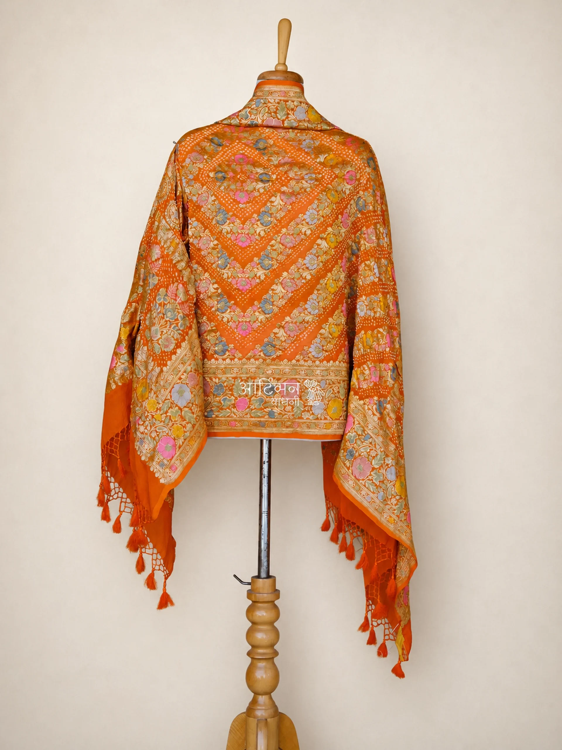 Kesariya - Saffron Orange Pure Georgette Heavy Bandhej Dupatta