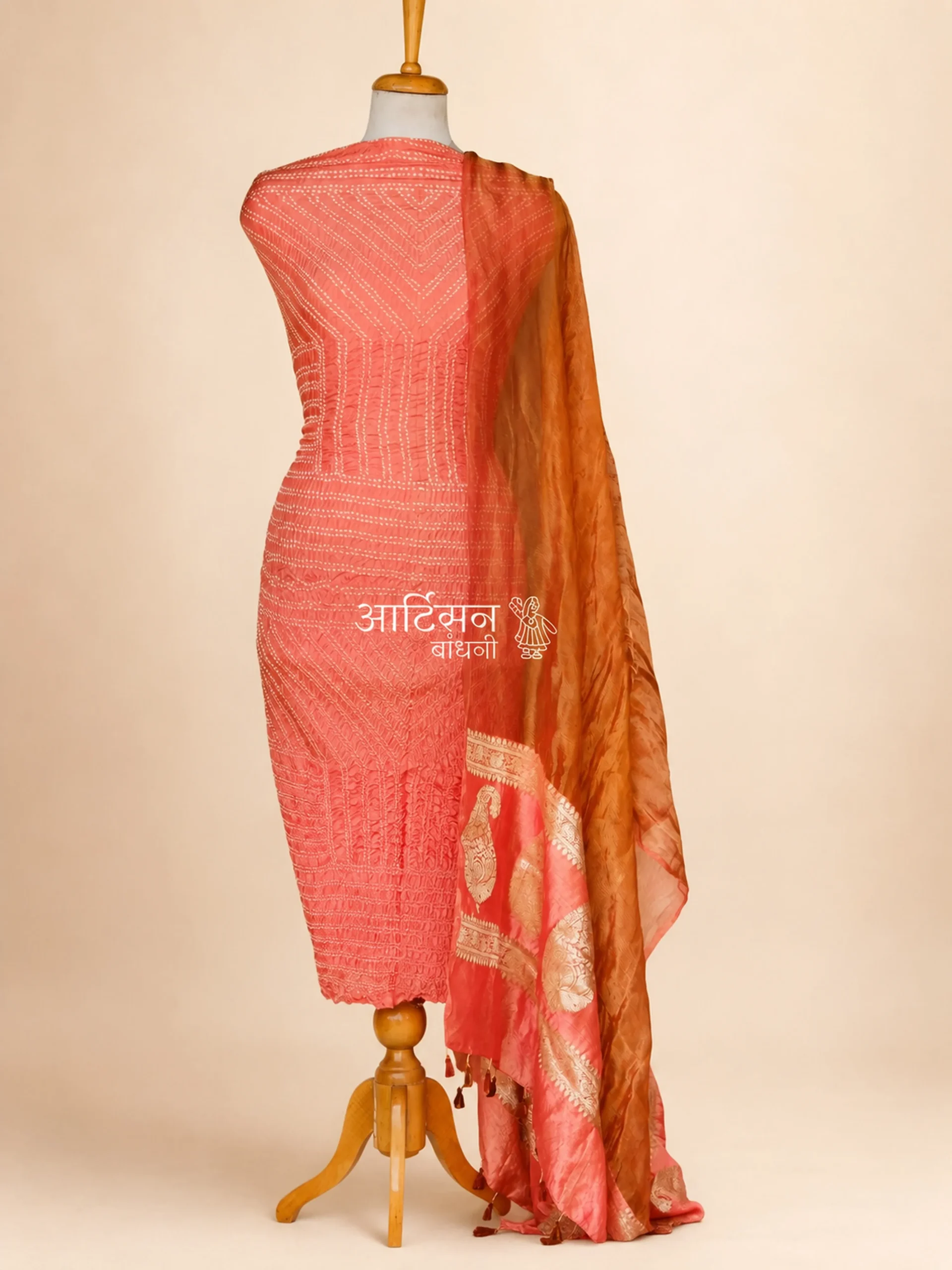 Luxury Pure Silk Unstitched Co-ord Fabric with Textured Tussar Dupatta