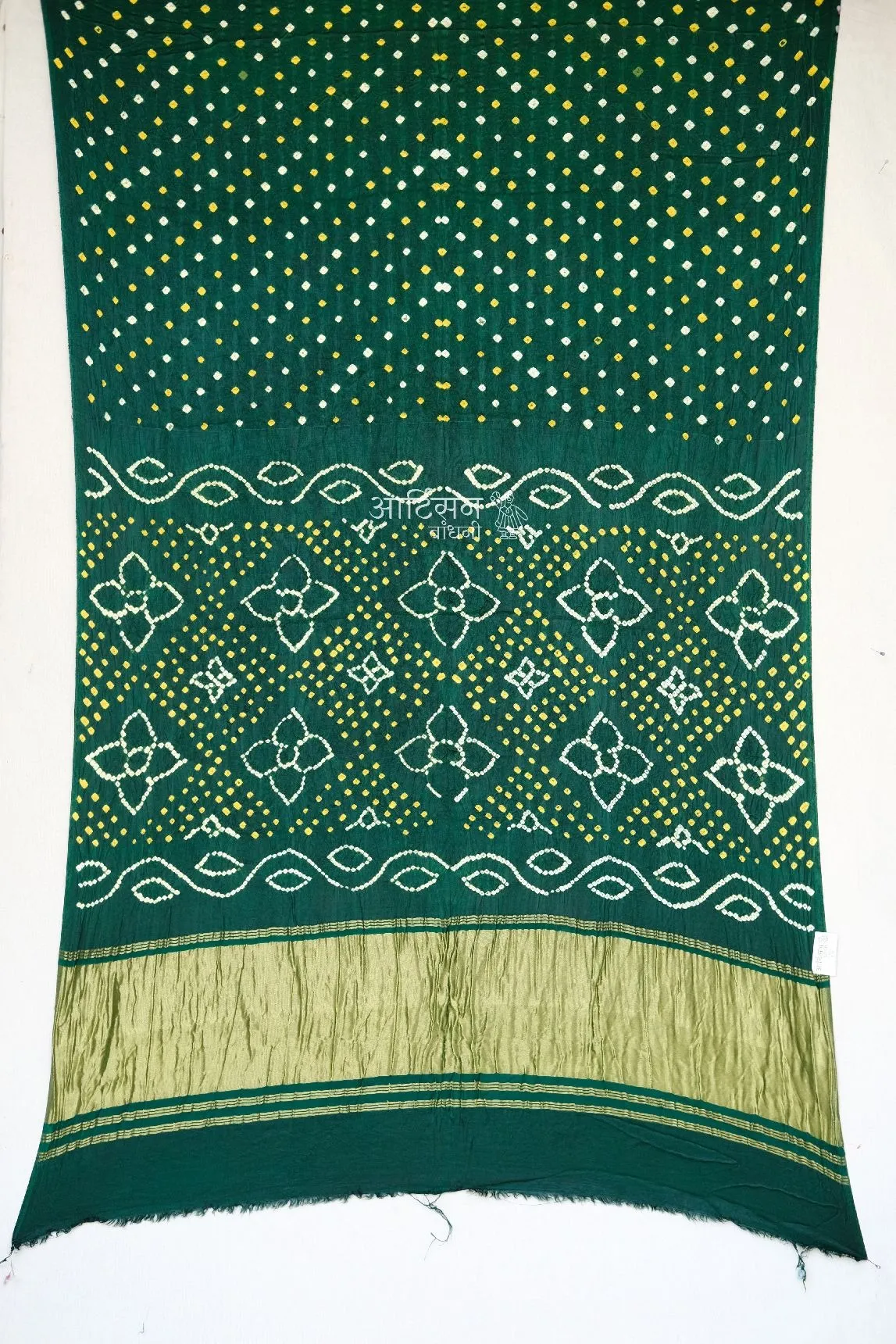 Emerald Green Bandhani Saree in Modal Silk