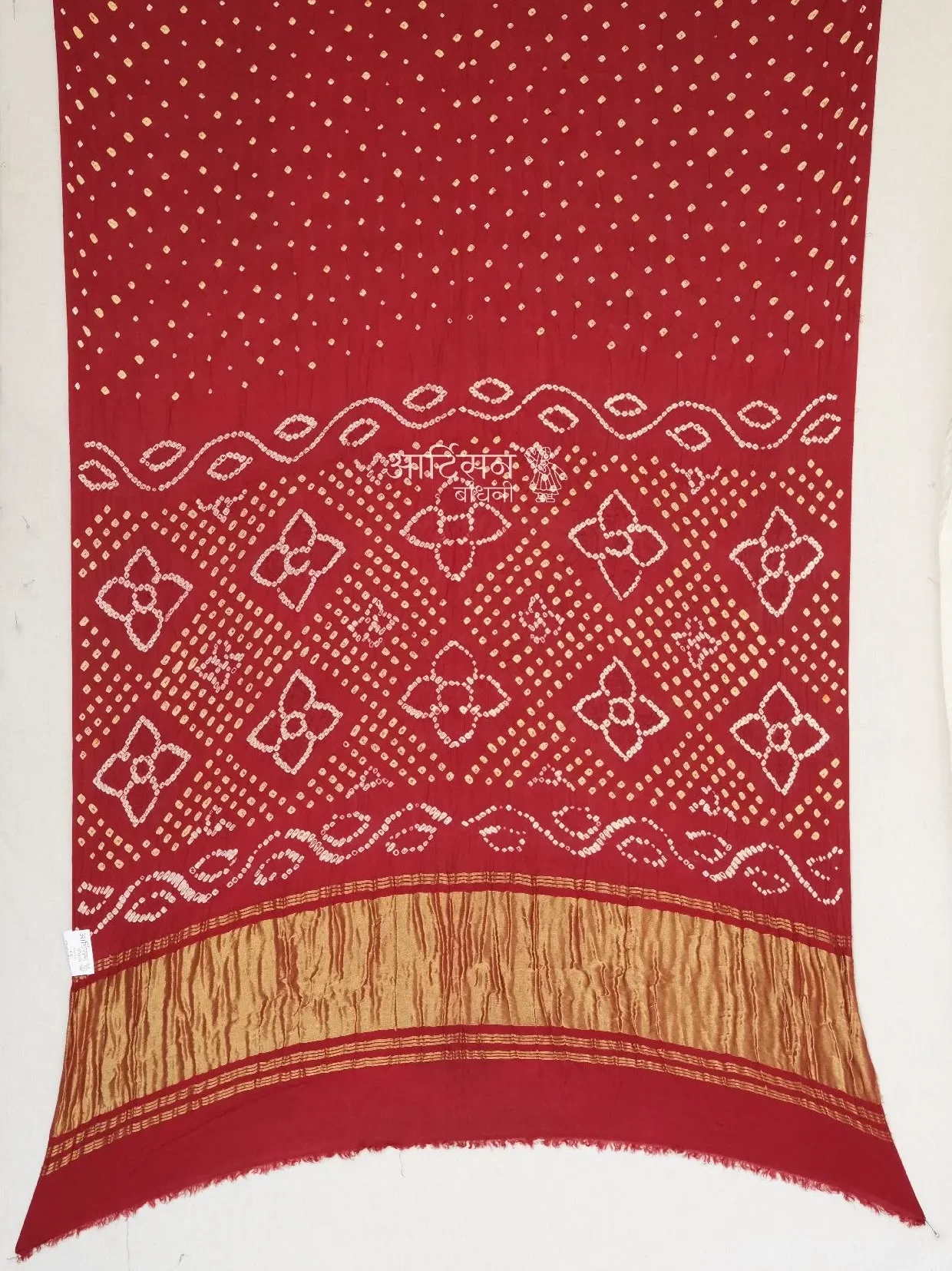Classic Red Bandhani Saree in Modal Silk