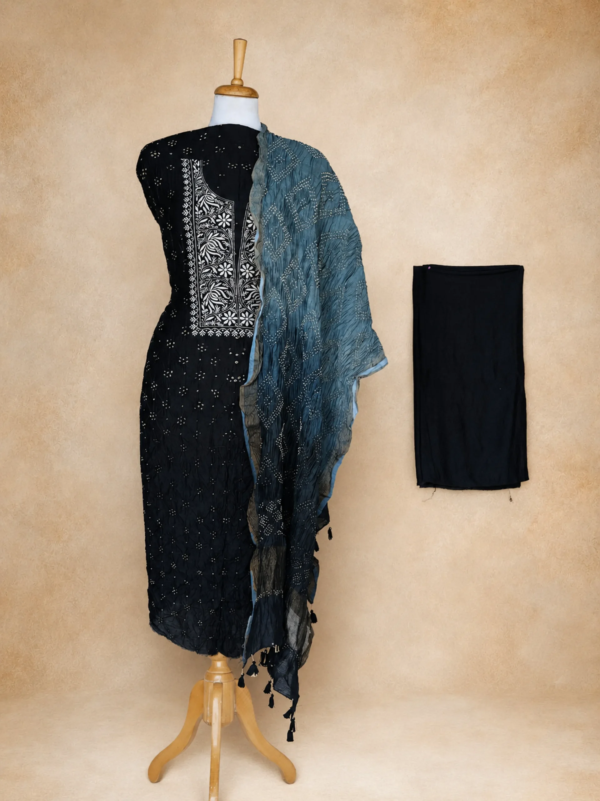 Midnight Chikankari Munga Silk Set – The Minimalist Heritage Edition