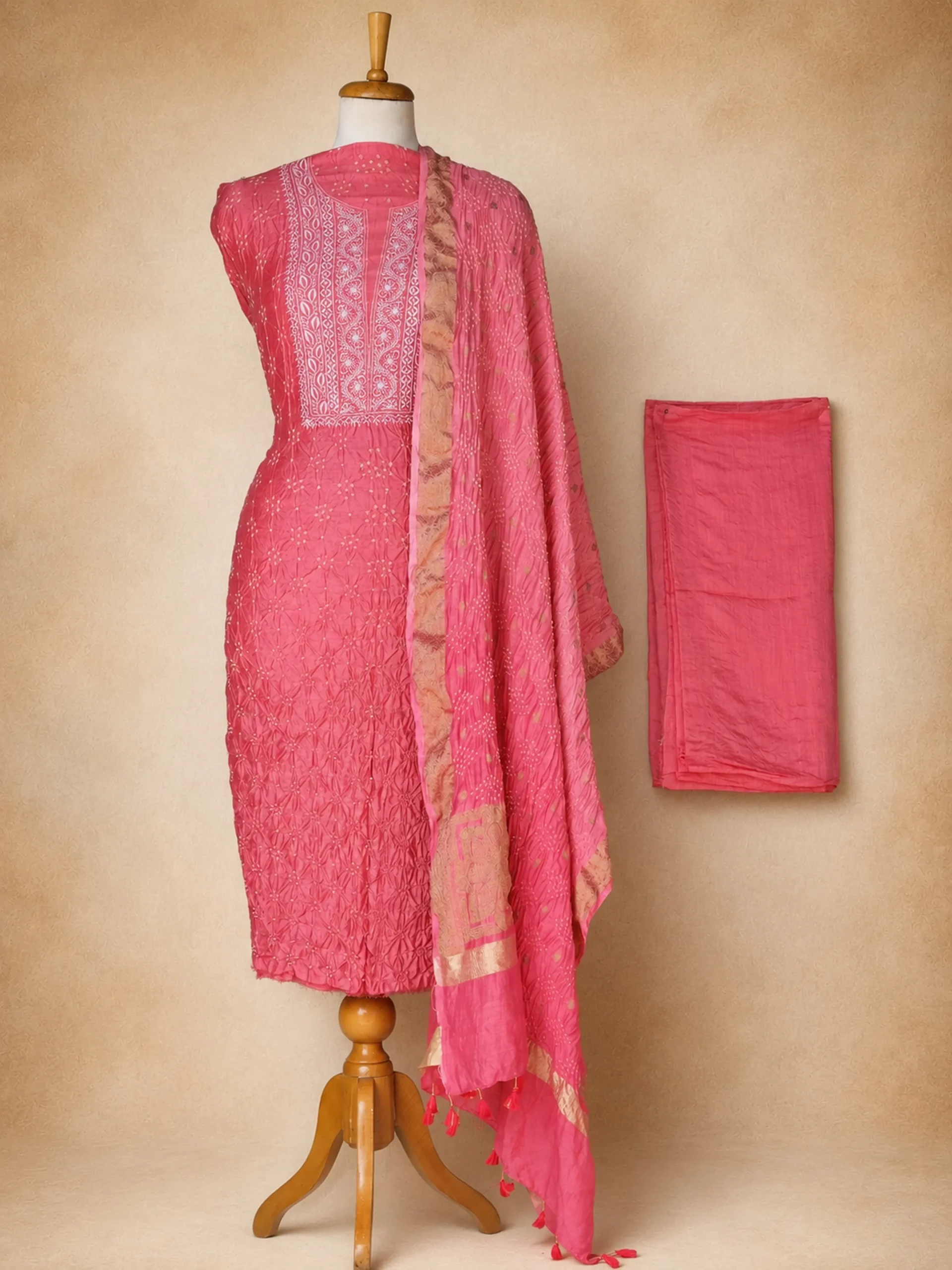 The Peach Blossom Collection – Pure Munga Silk Chikankari Suit Set