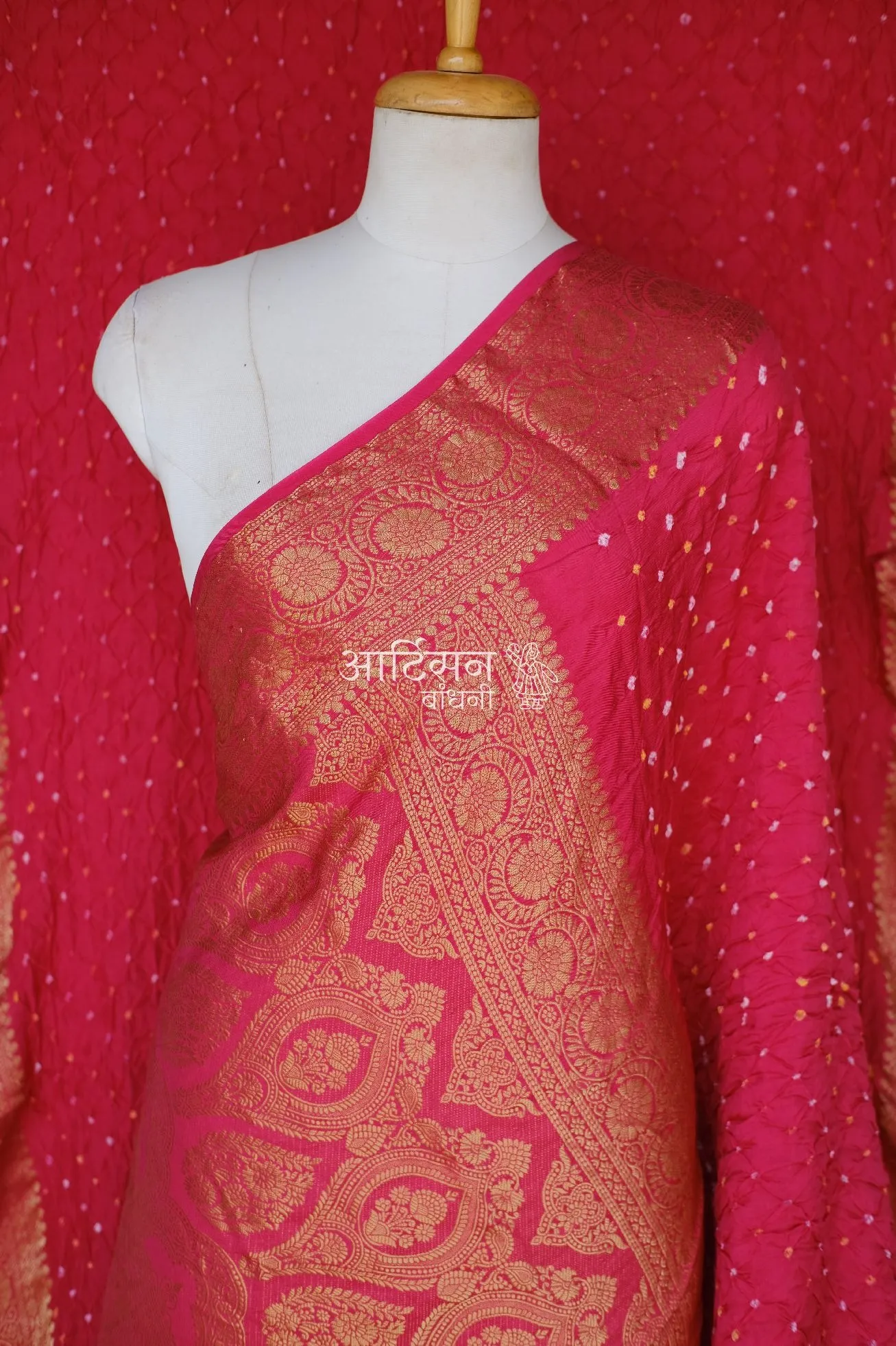 Traditional Kutch Bandhani Saree in Dola Silk