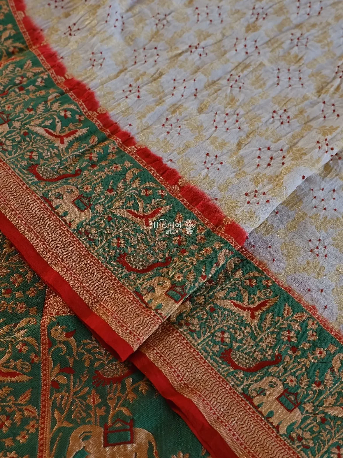 Pure Georgette Bandhani Saree by Kutch Artisans