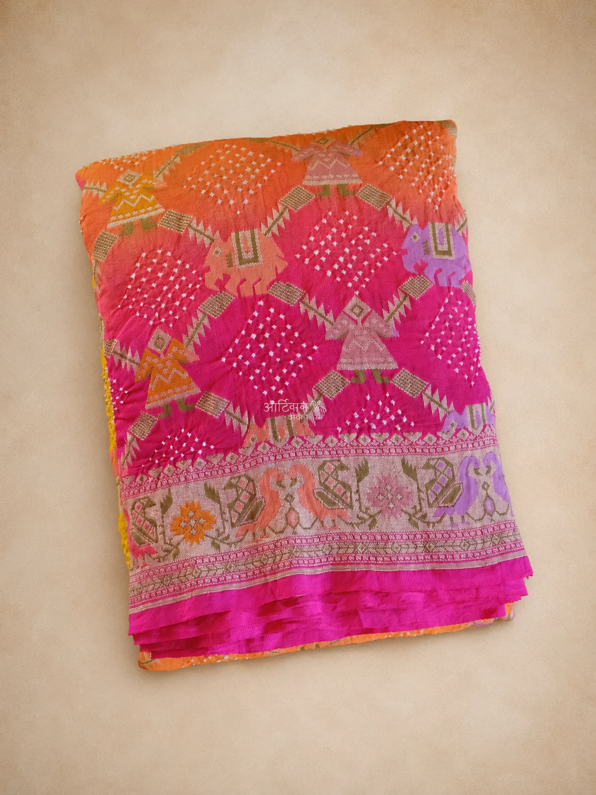 Handcrafted Heritage Bandhani Saree in Georgette