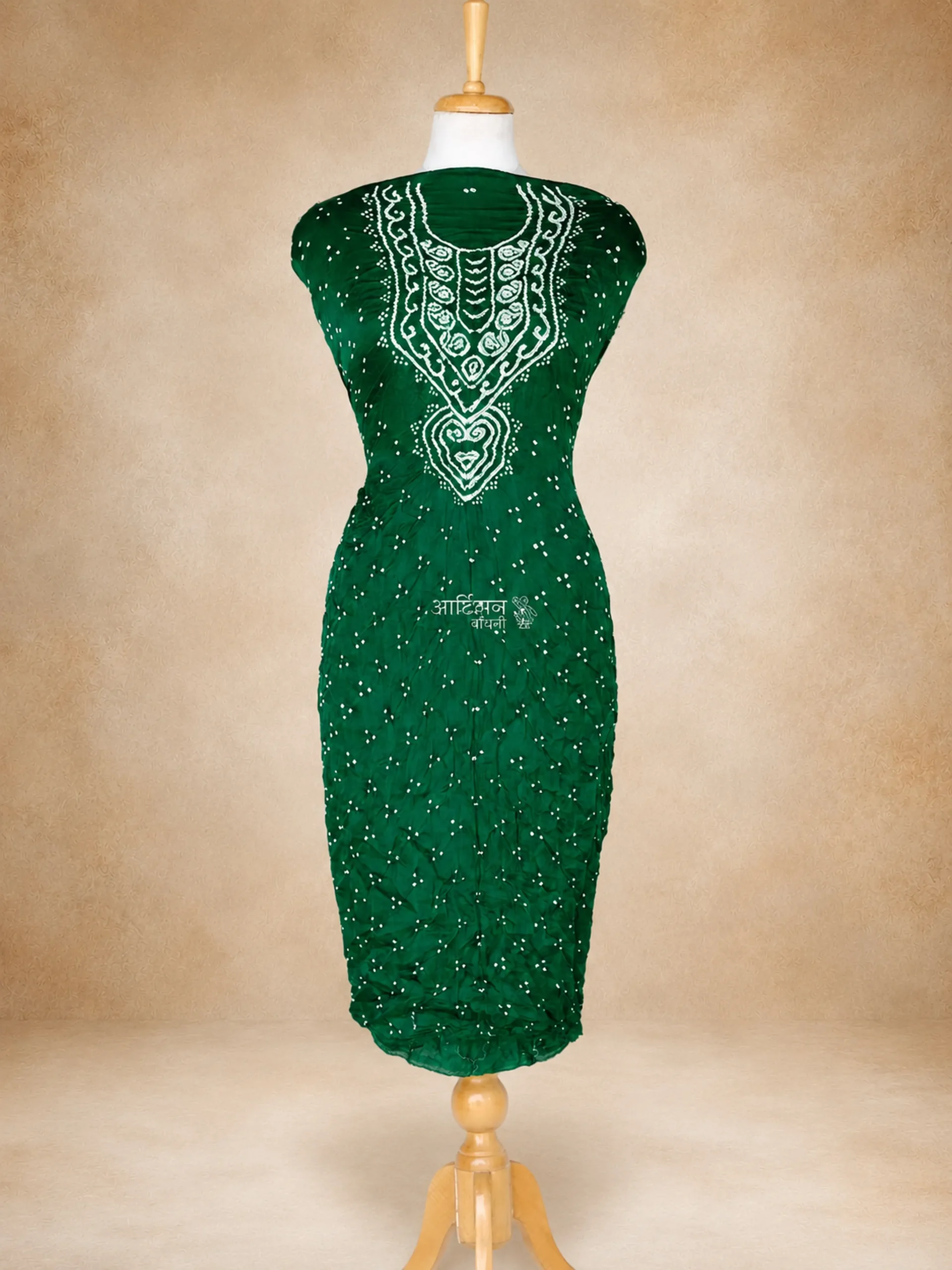 Premium Pure Gaji Silk Fabric in Rich Green Tones