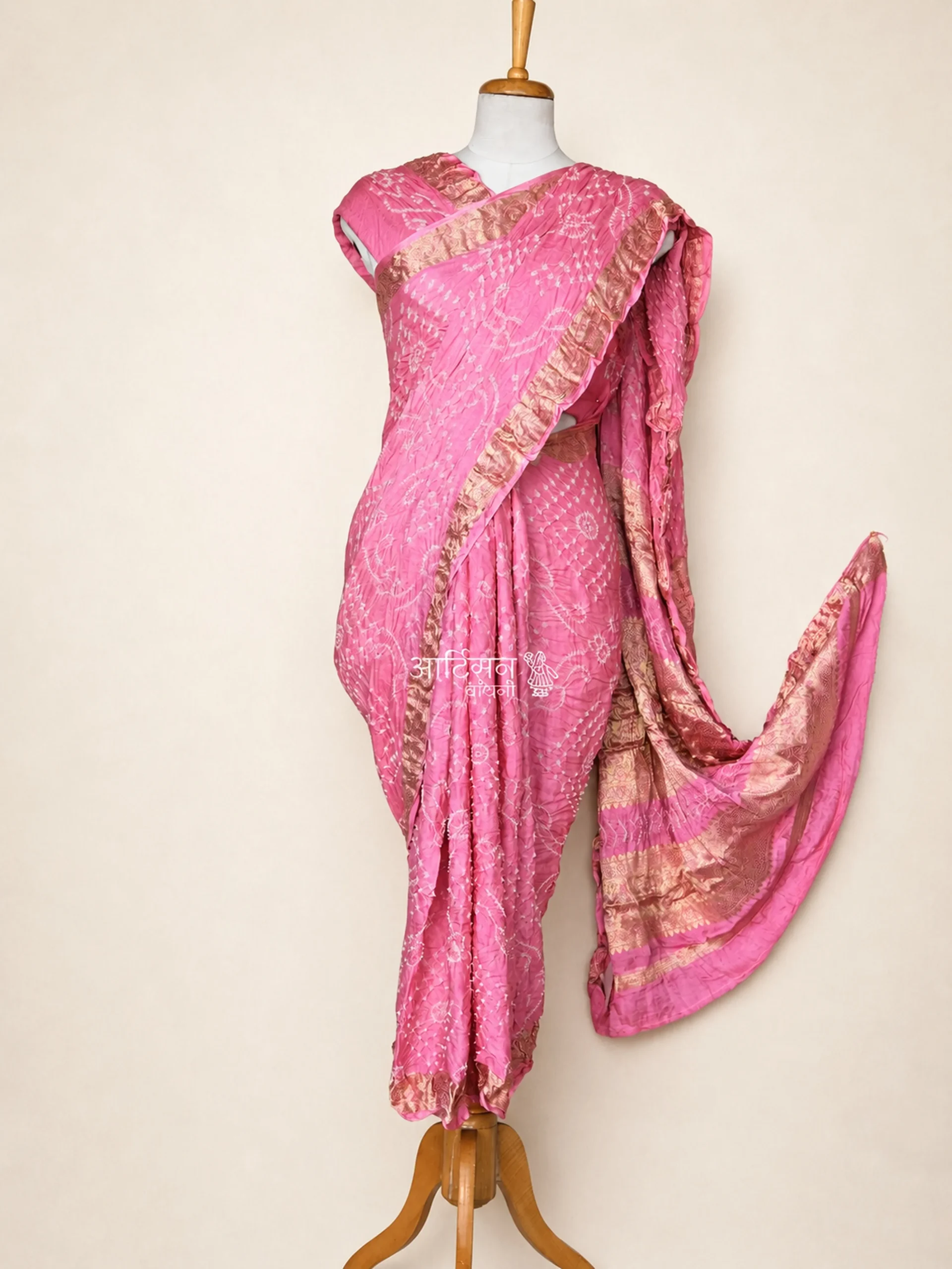 Pure Gaji Silk  Bandhani Saree by Kutch Artisans