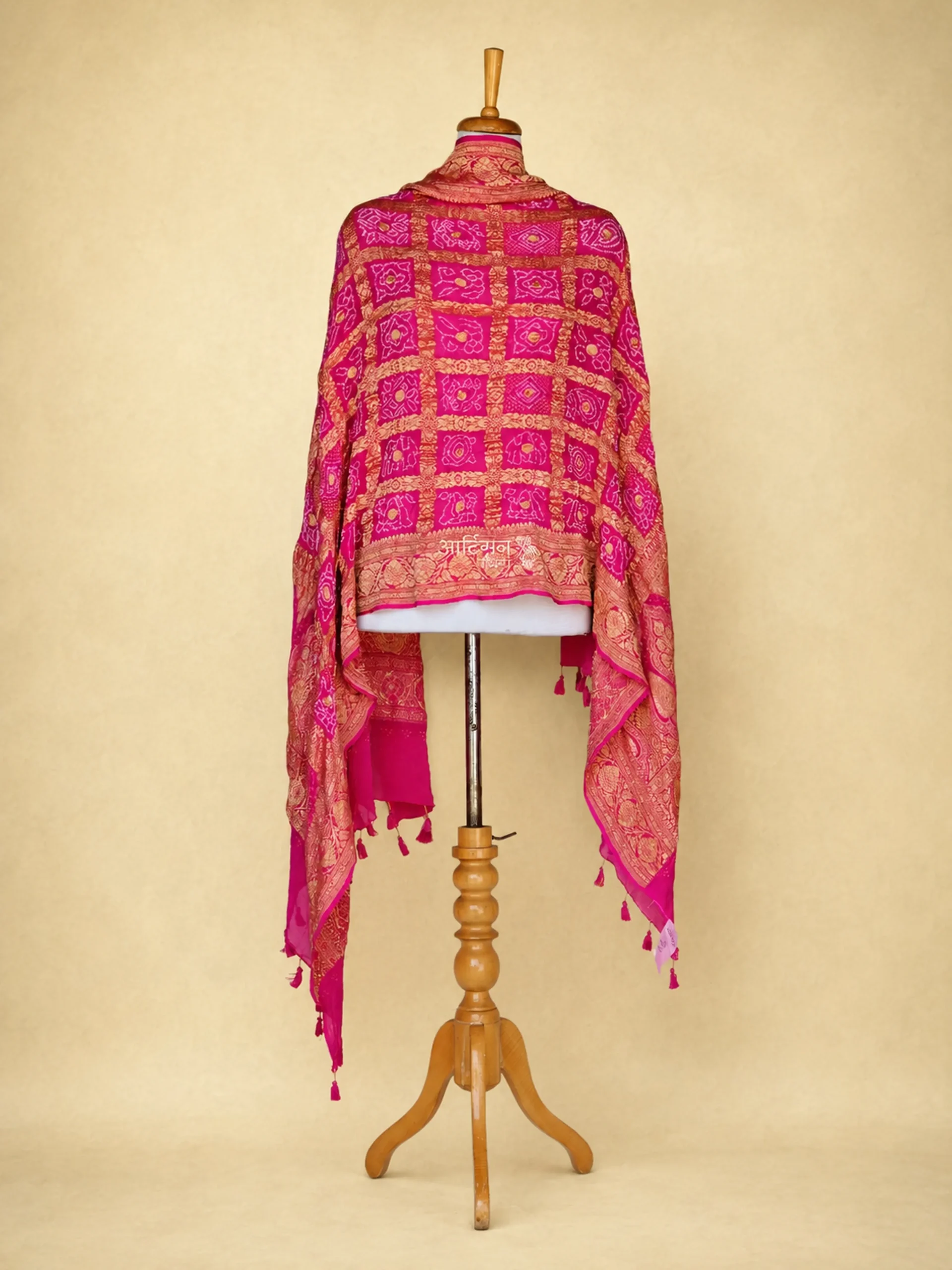 Rani Sunder - Fuchsia Pink Pure Chiffon Georgette Dupatta