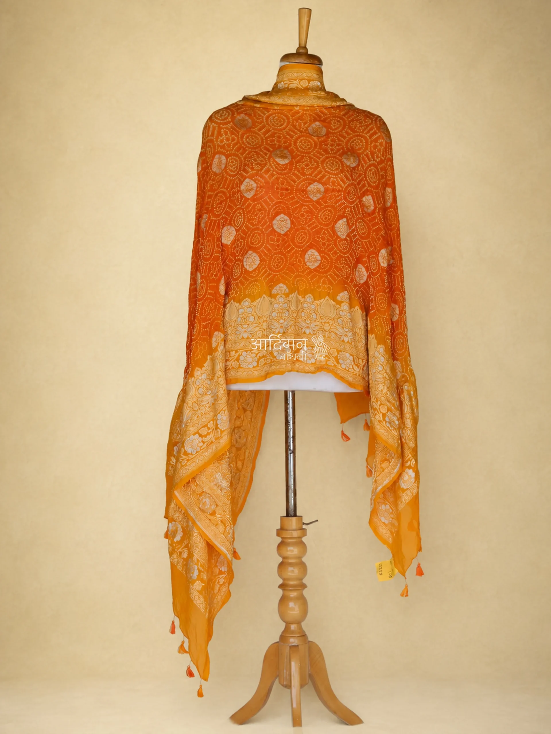 Kesariya Splendor - Saffron Chiffon Georgette Bandhani Dupatta
