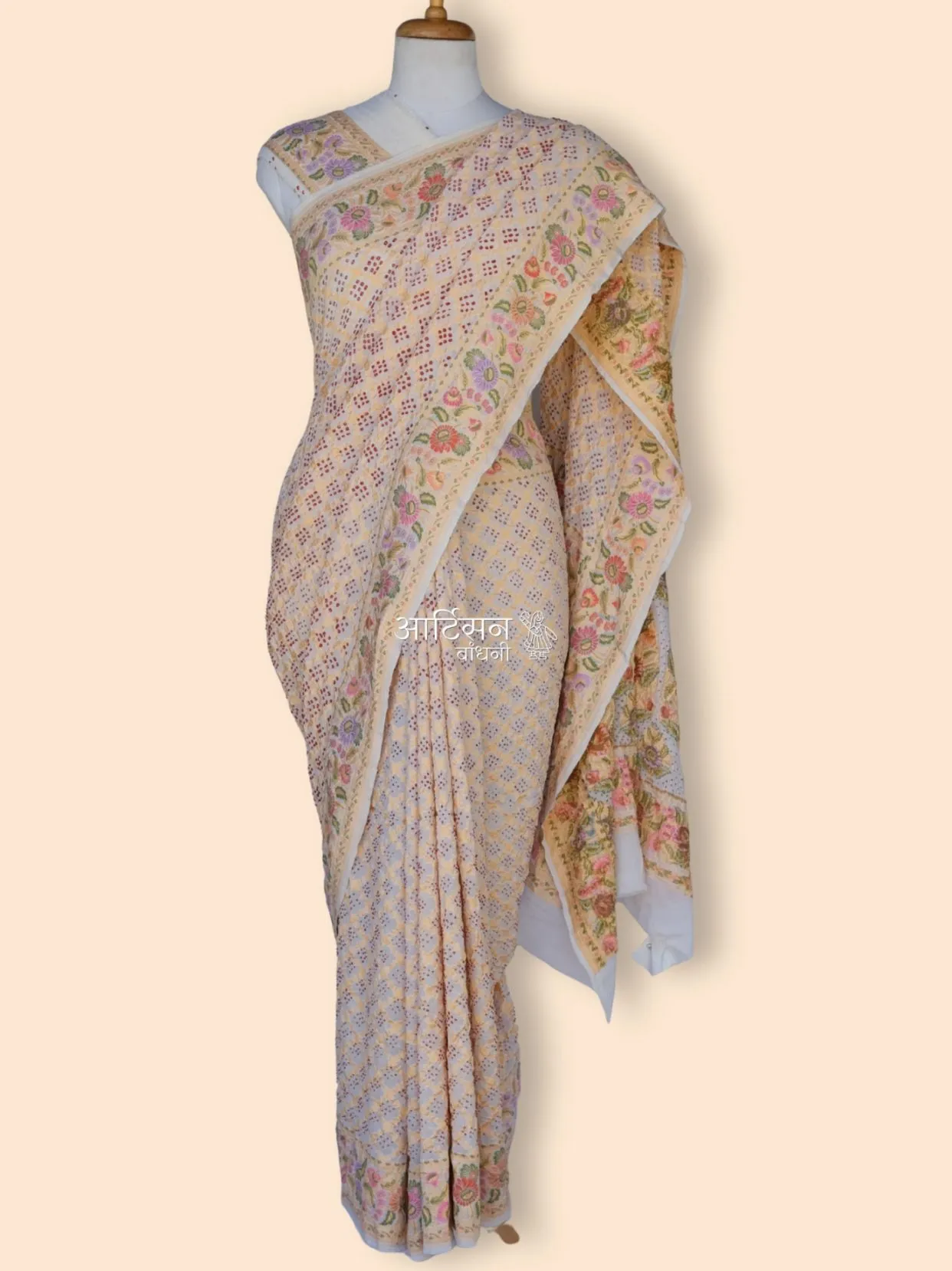 Authentic Handmade Bandhani Saree in Pure Georgette