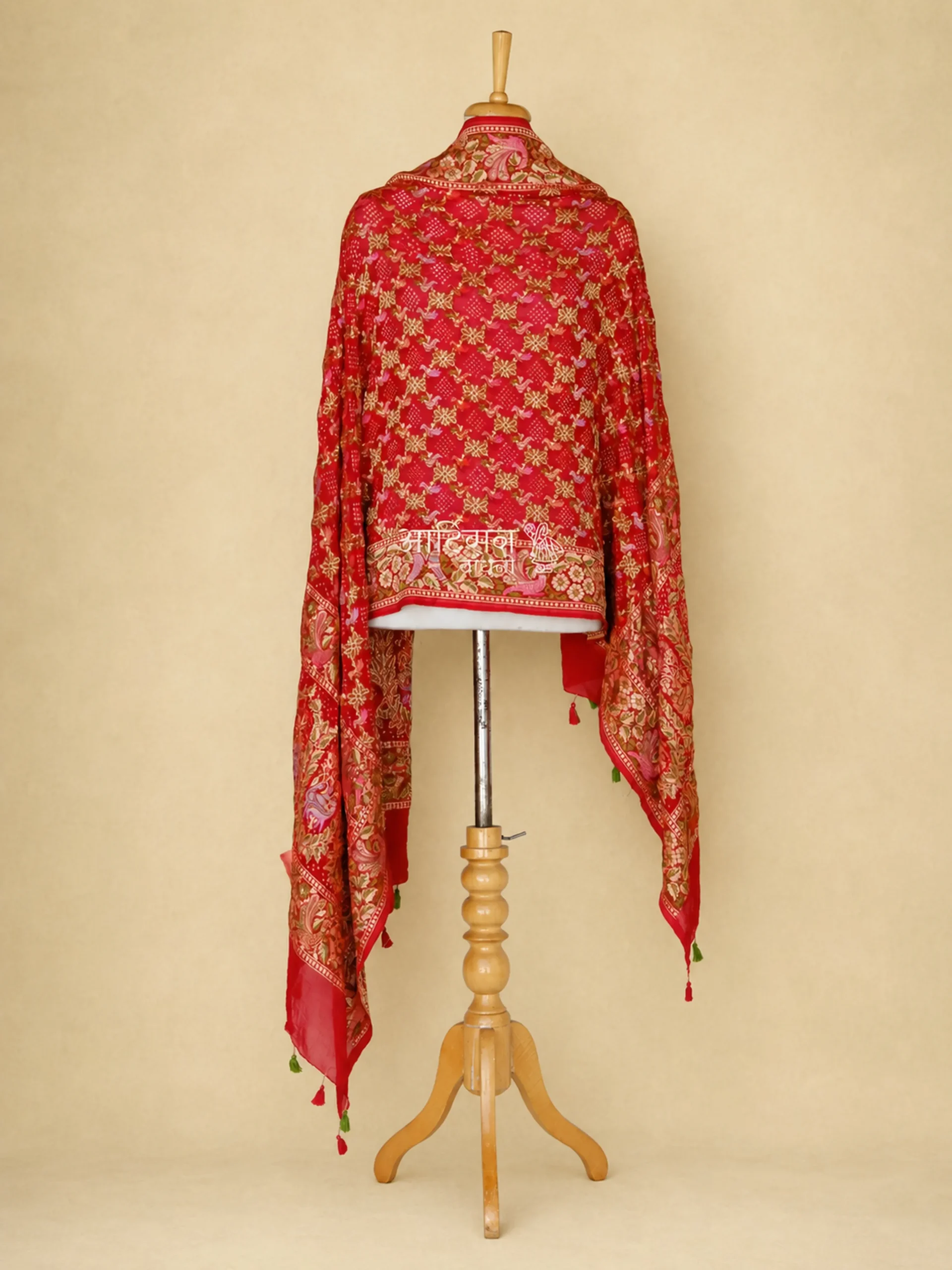 Sindoori - Bridal Red Pure Georgette Bandhani Dupatta