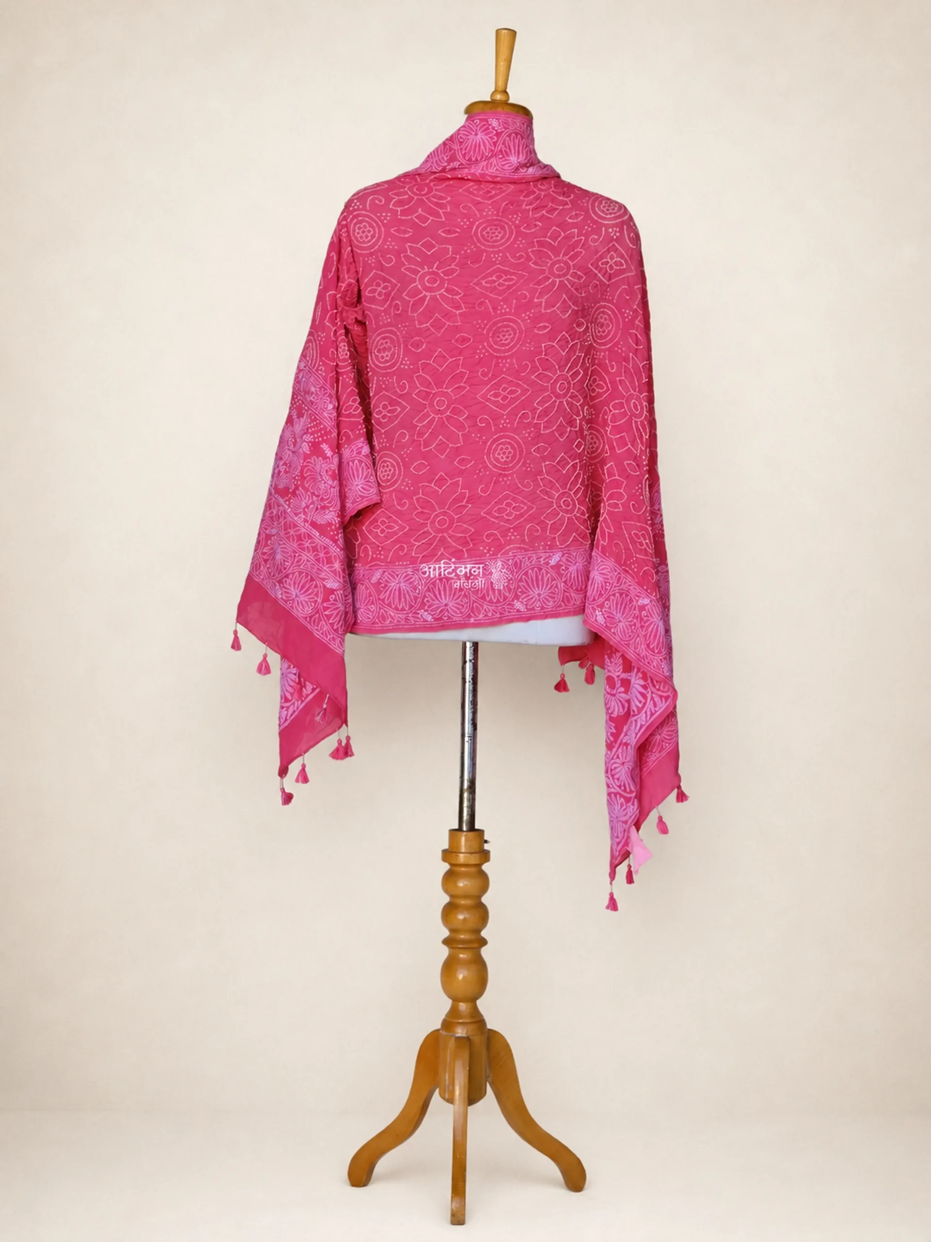Luxury Fusion Dupatta - Pure Chiffon Georgette Lakhnavi Bandhani Work