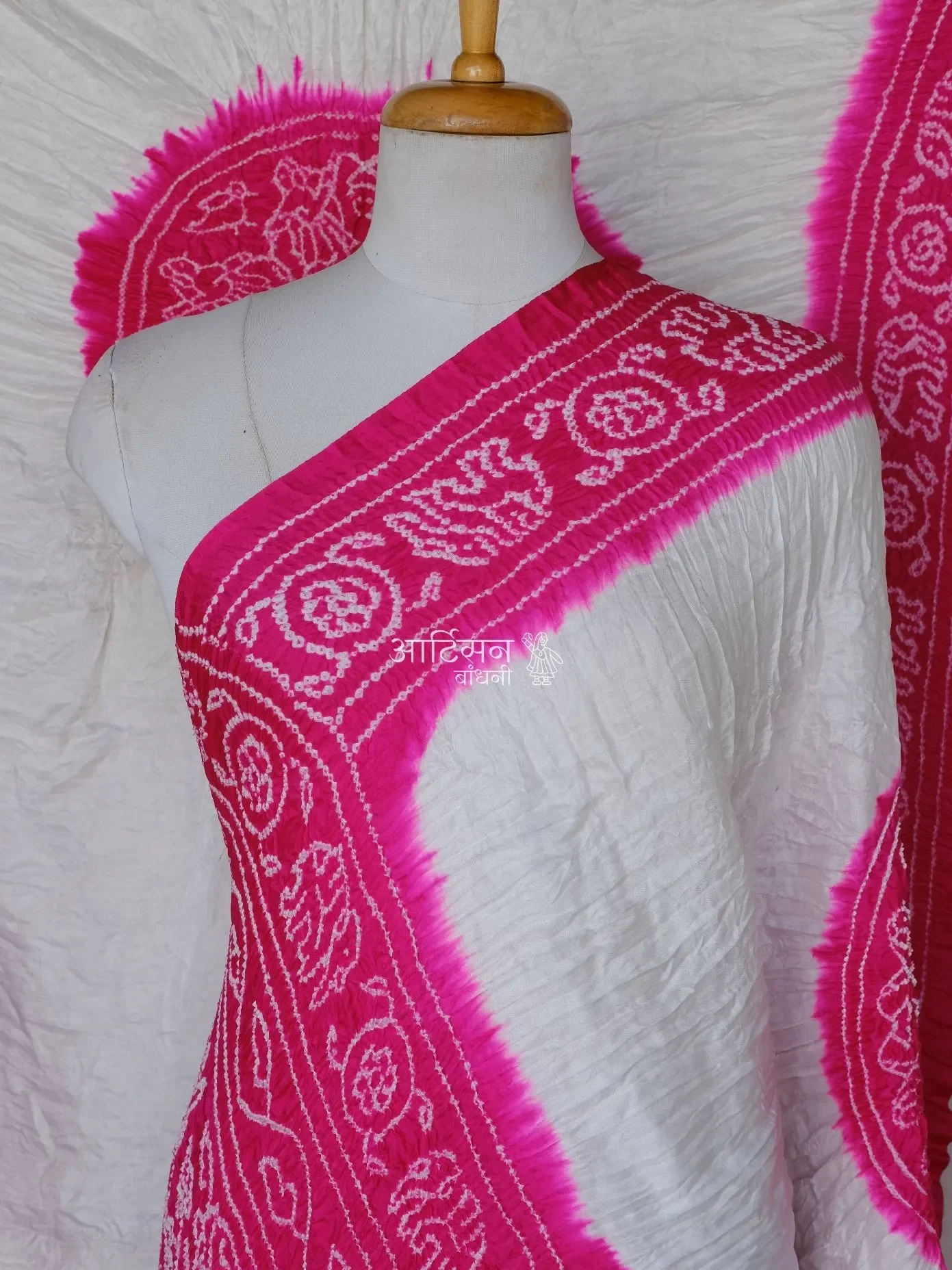 Pure Gaji Silk Bandhani Saree Handmade in Bhuj