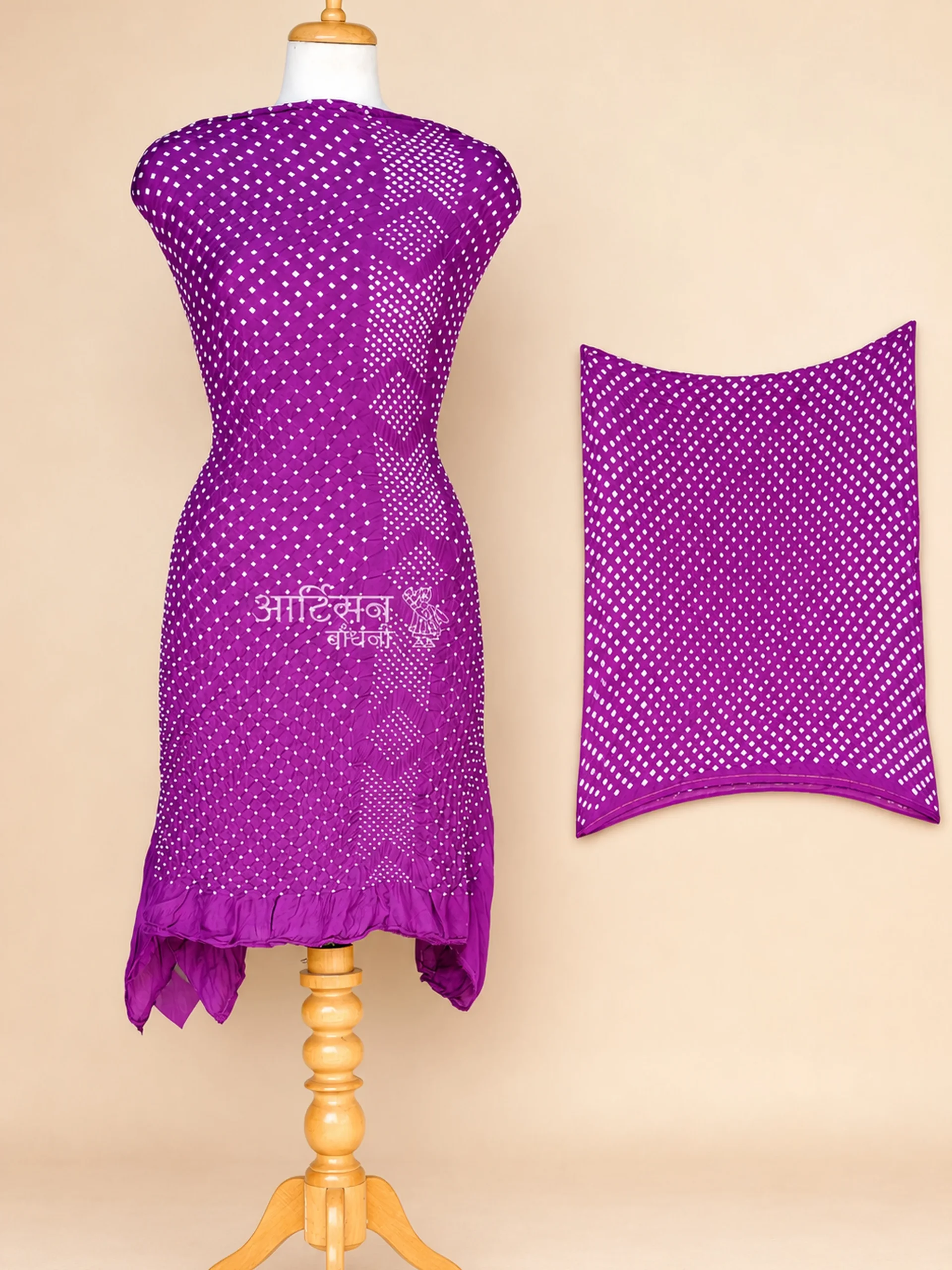 Authentic Pure Gaji Silk Kurta Material Piece – Minimalist Purple Edition