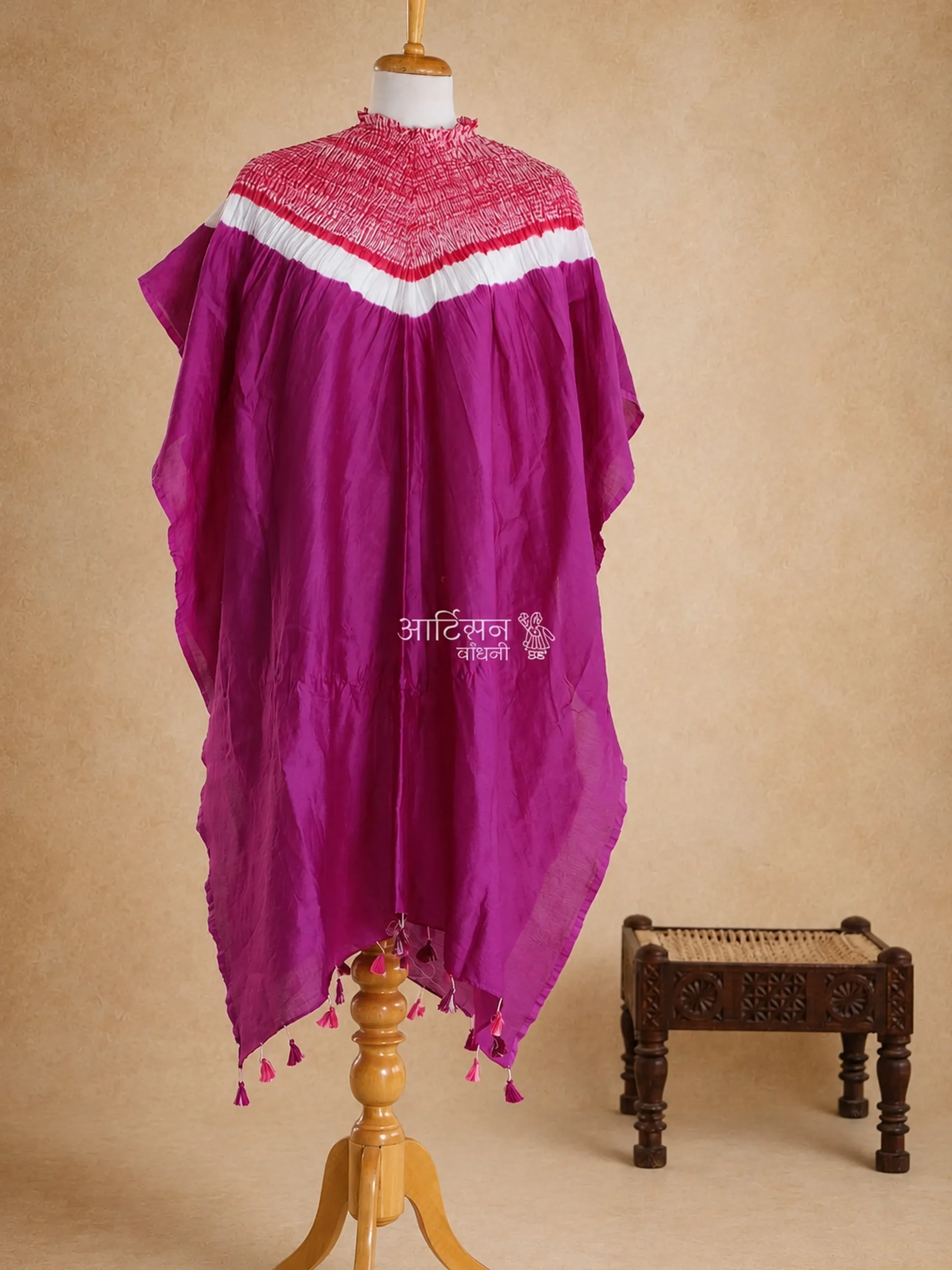 Shibori Blue Chanderi Kaftan