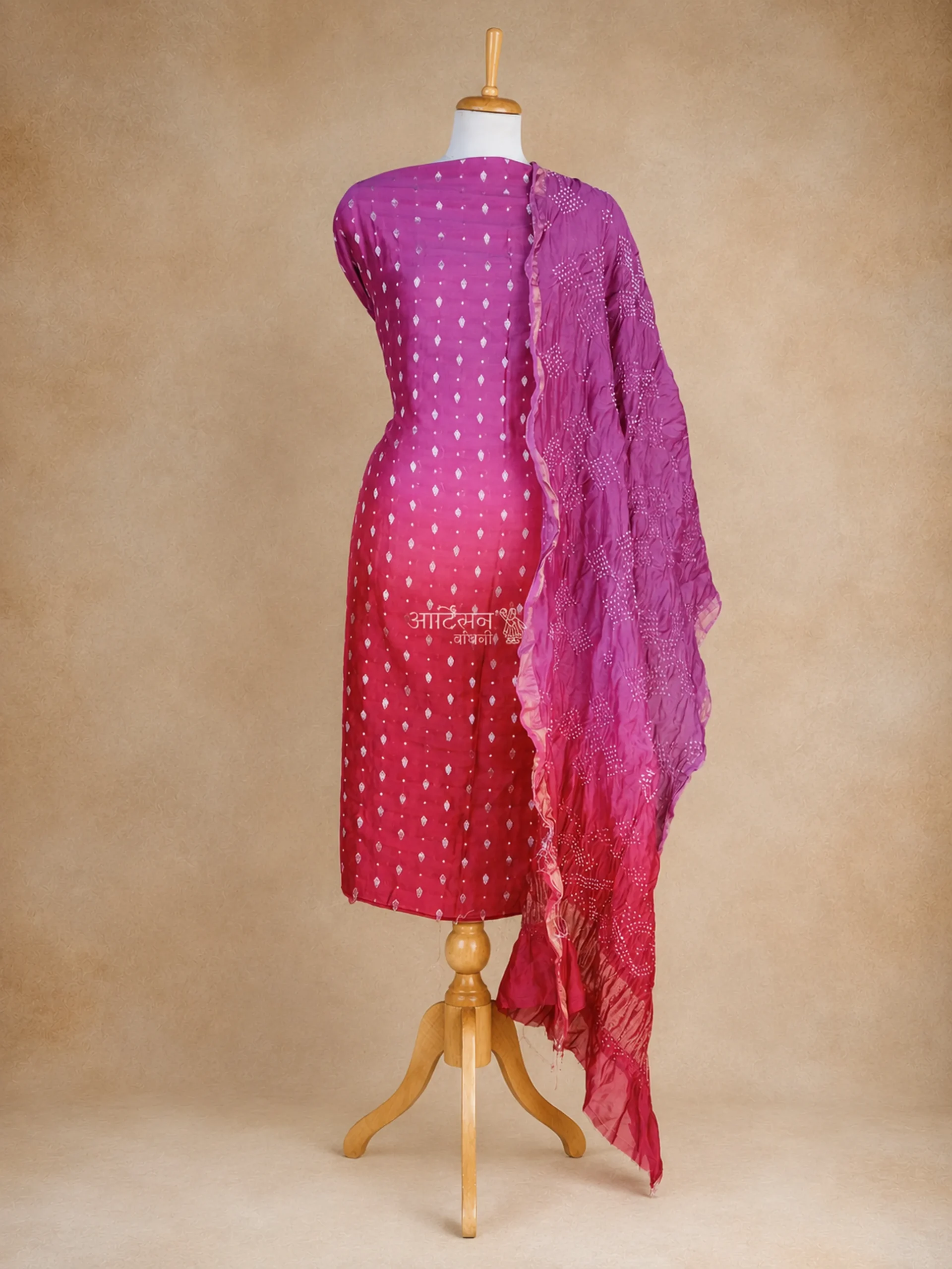 The Fuchsia Heritage Collection – Pure Munga Silk Chikankari Suit