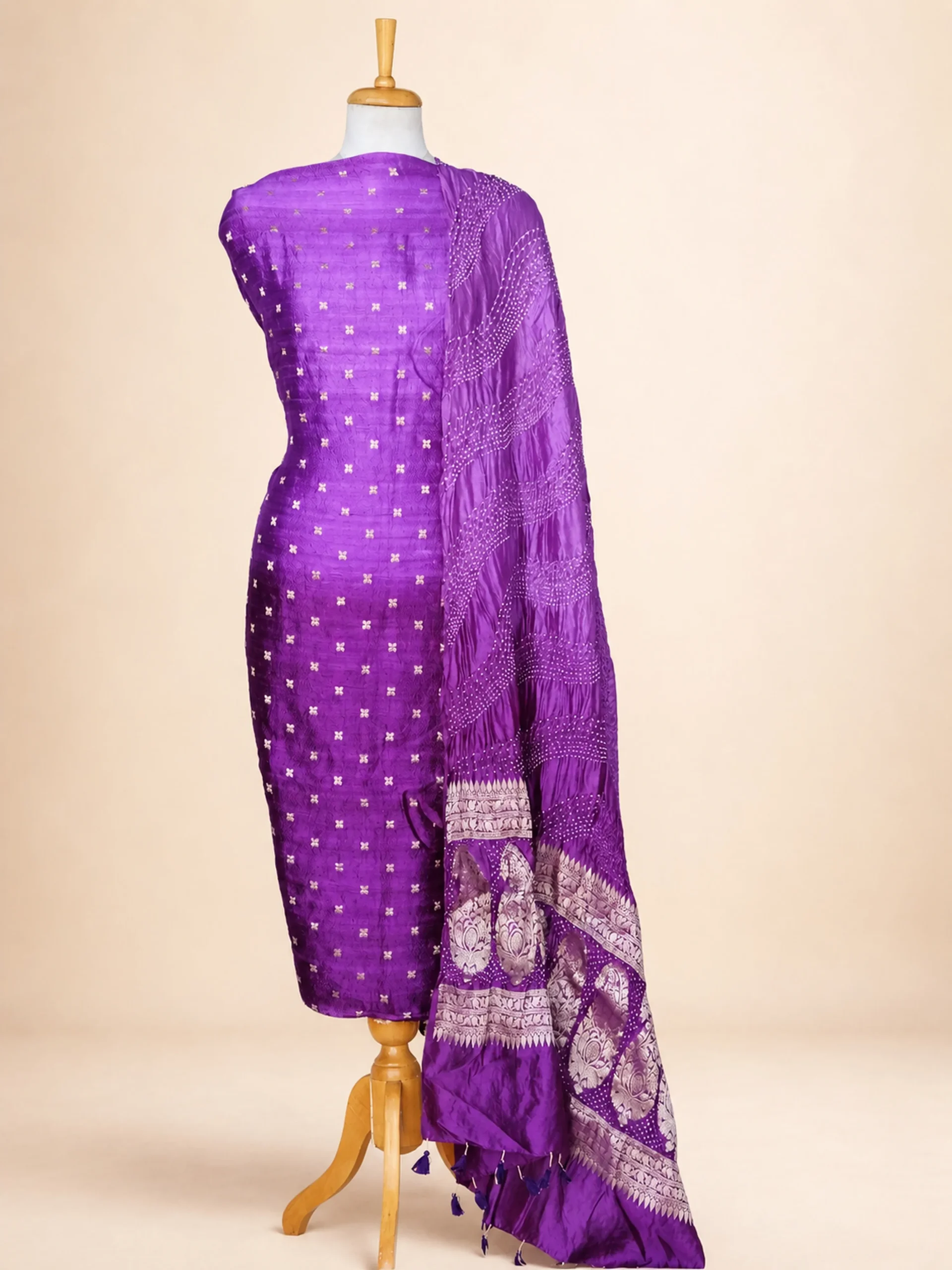 Premium Raw Silk Salwar Suit Material – Sheer Chanderi Dupatta Set