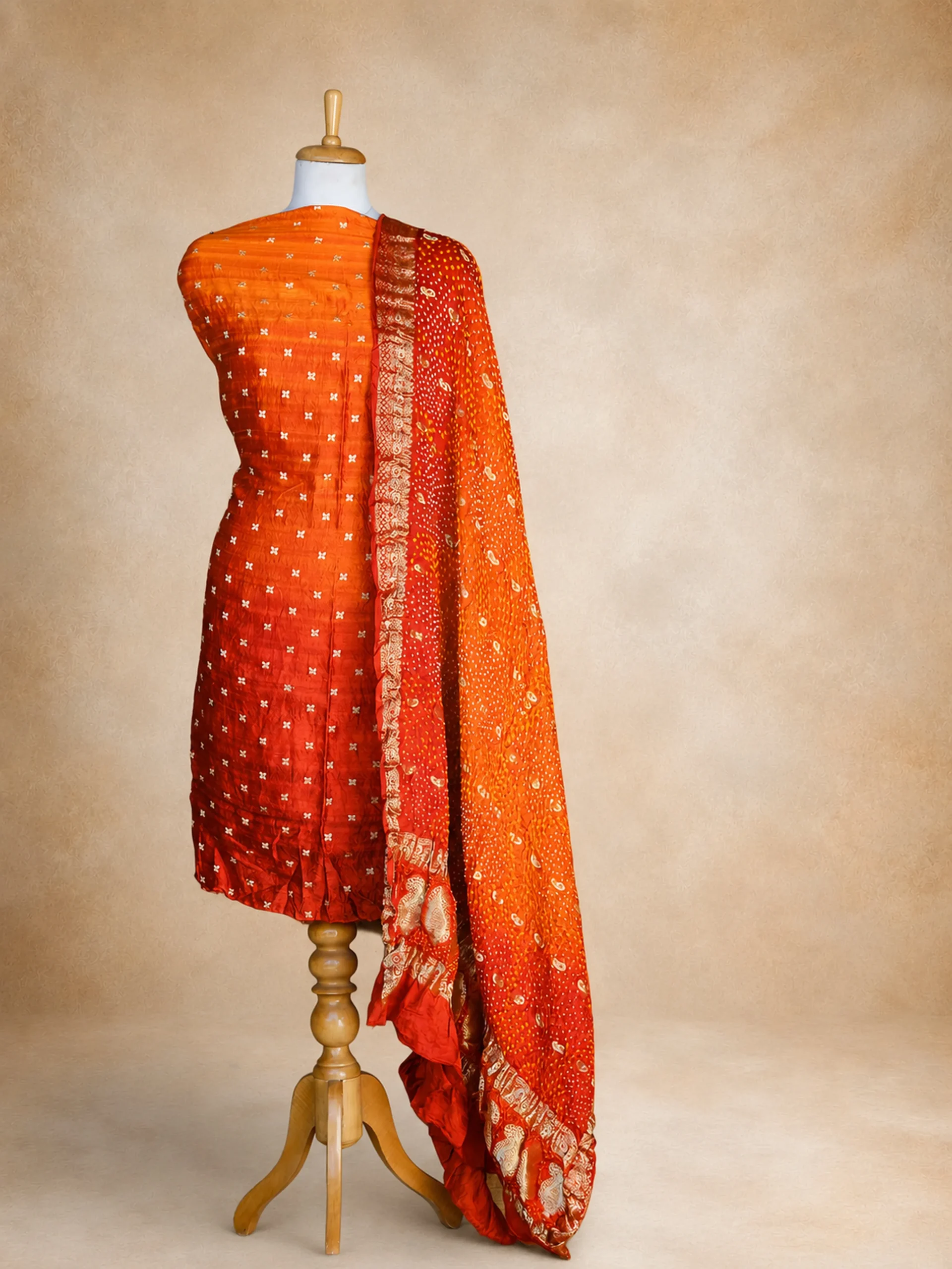The Amber Series: Woven Butie Raw Silk & Sheer  Gaji Silk Ensemble
