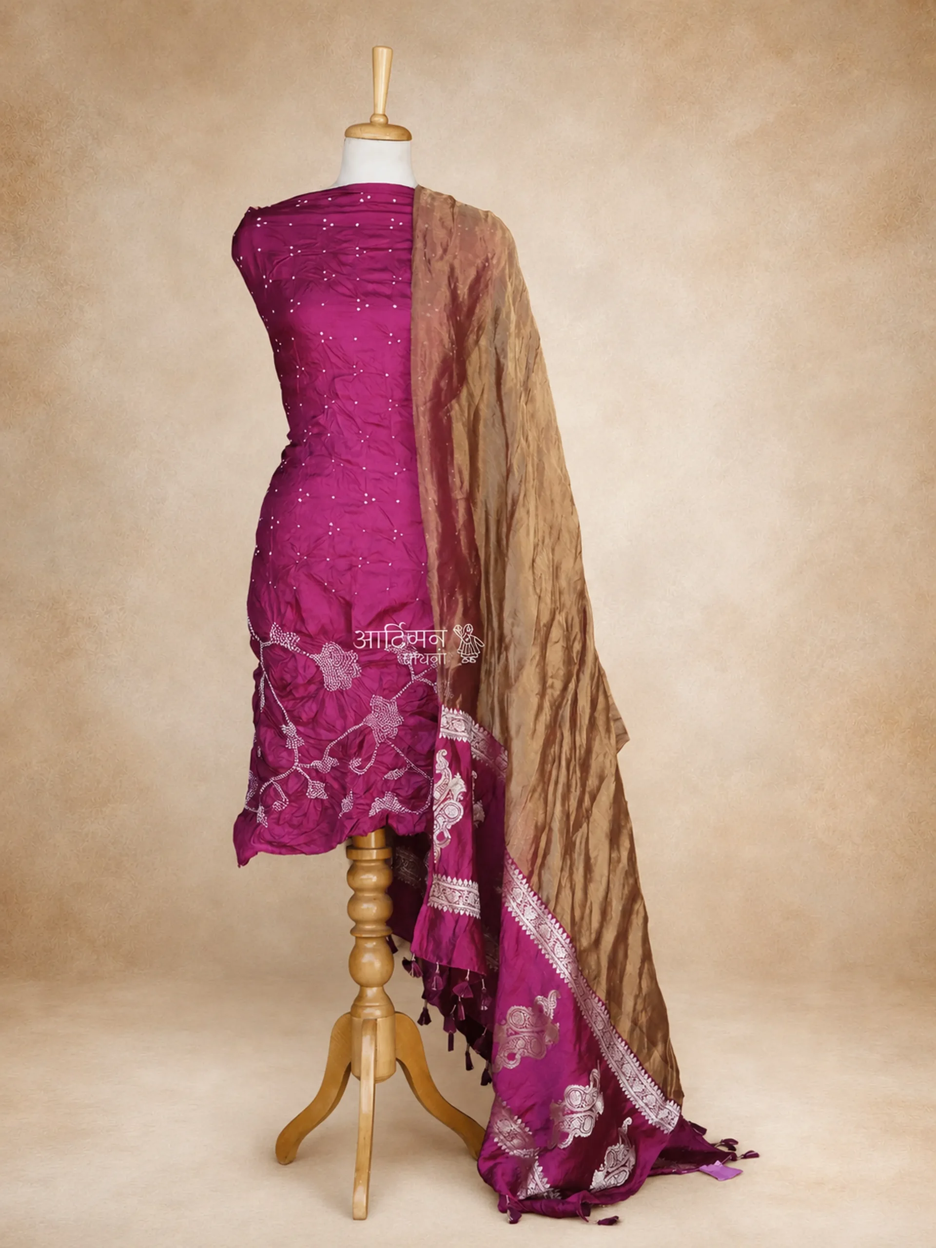 Authentic Pure Silk & Wild Tussar Suit Piece – Monochrome Purple Edition