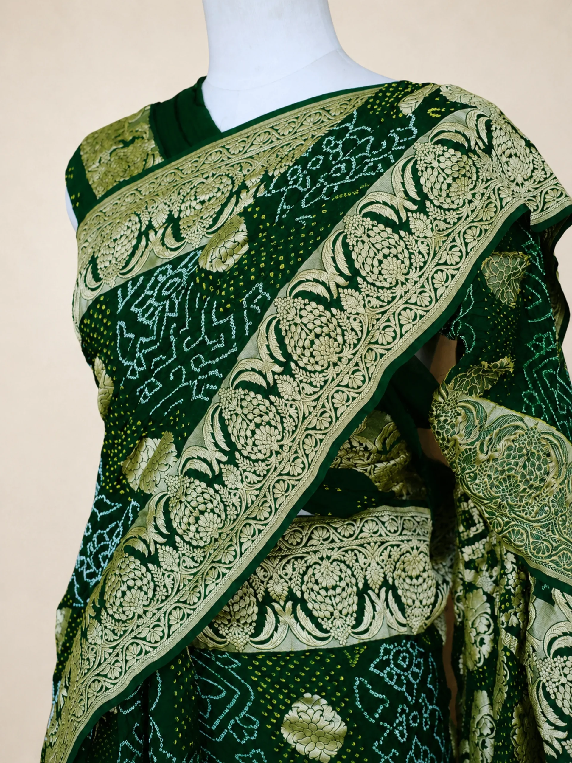 Hand Tied Bandhani Saree in Pure Chiffon  Georgette