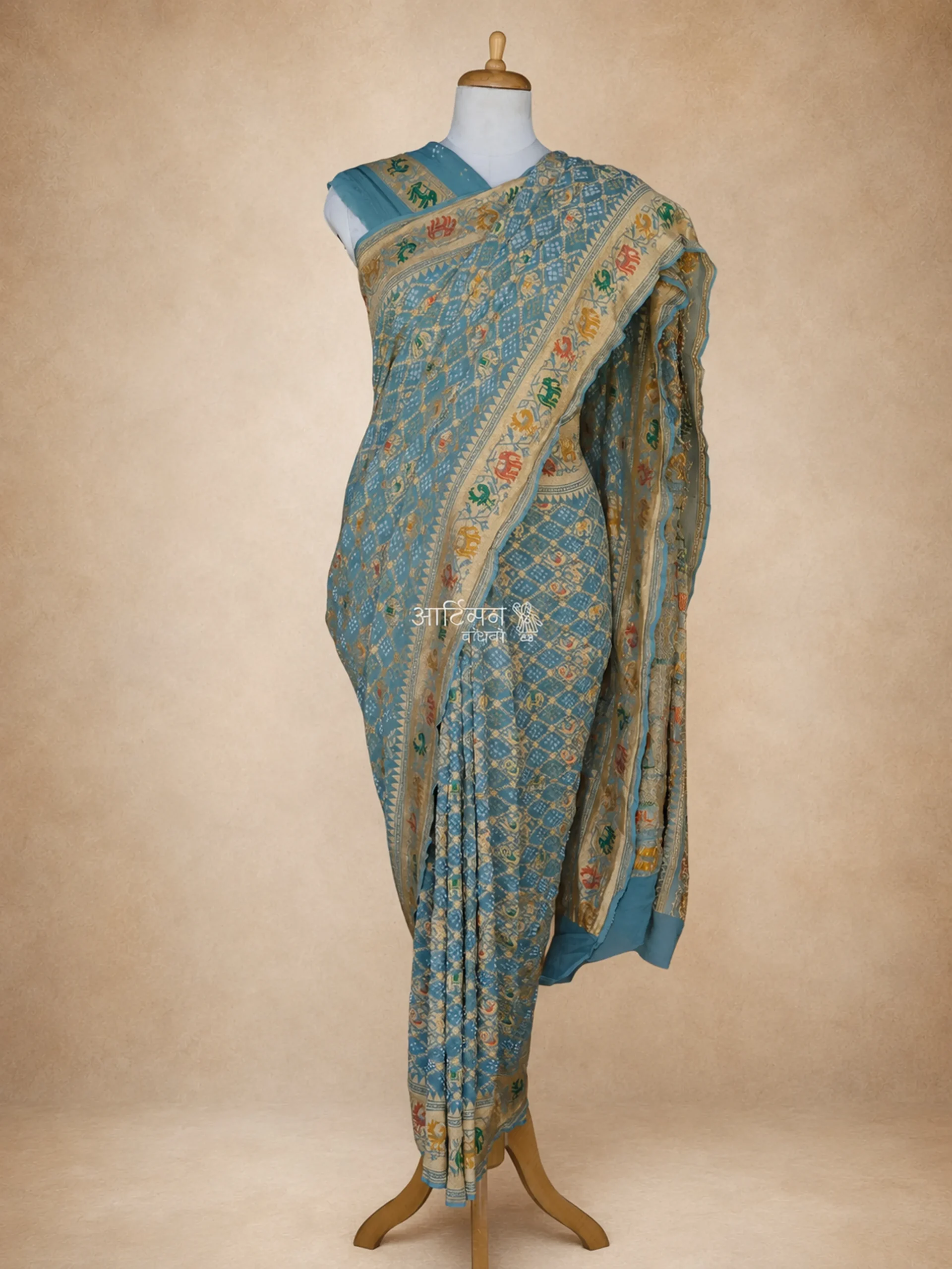 Handcrafted Heritage Bandhani Saree in Georgette