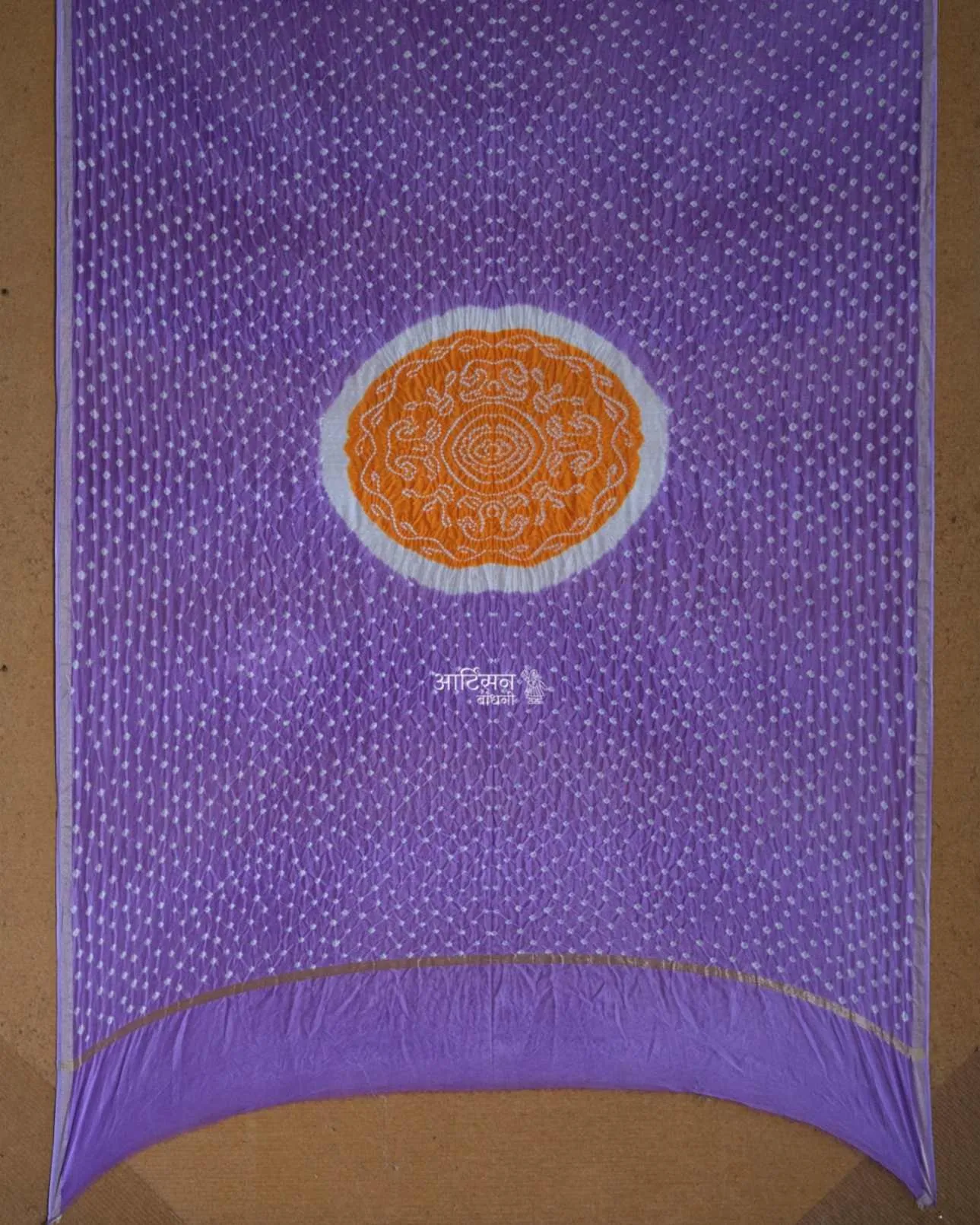 Hand Tied Bandhani Saree in Chanderi Cotton Silk